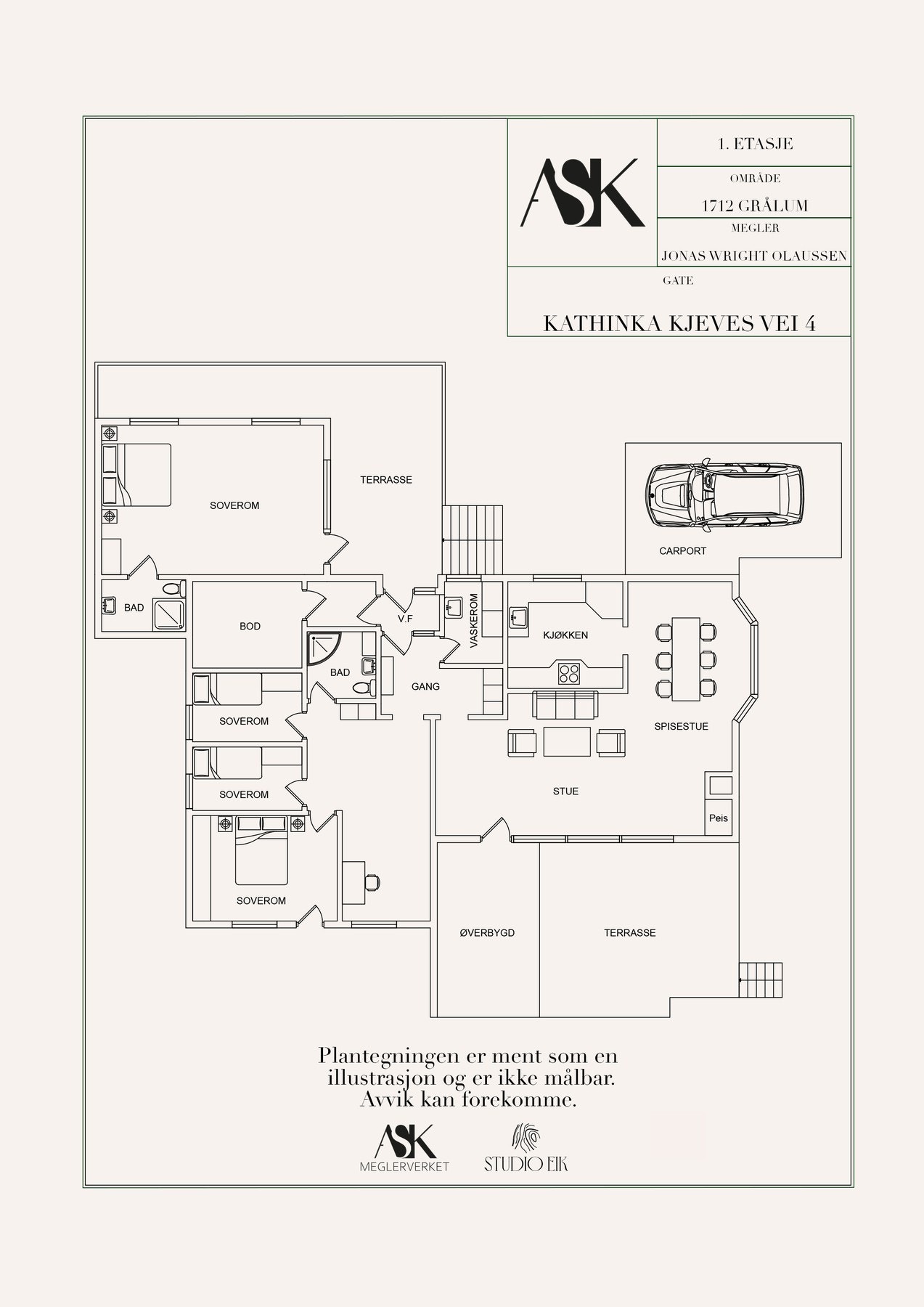 Plantegning 1. etasje Galleribilde