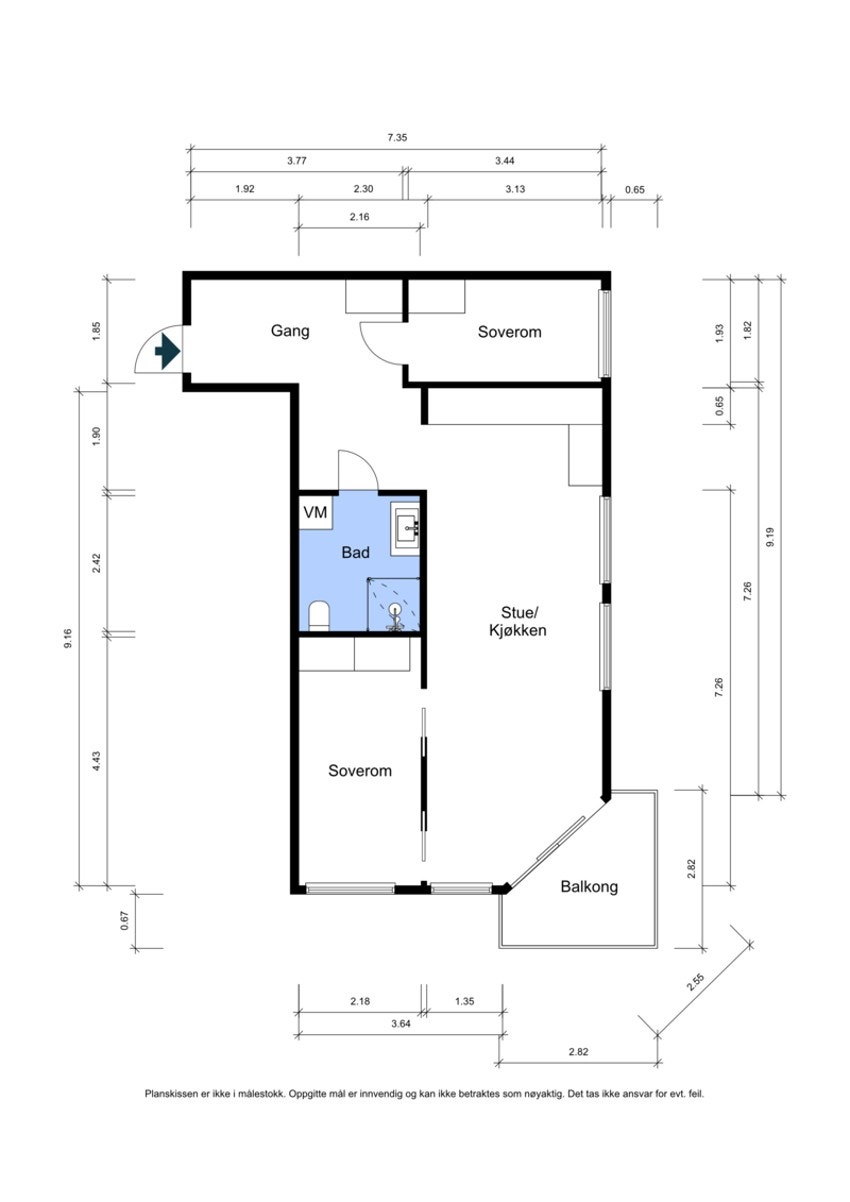 Benytt plantegningen for å se rominndelingen før du kommer på visning. Galleribilde