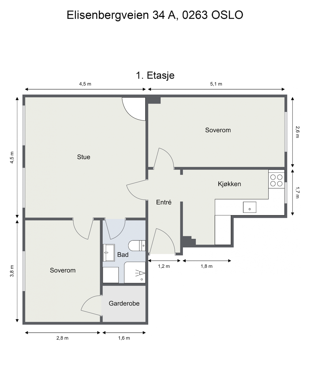Plantegning. Svært god planløsning som gir mange møbleringsmuligheter Galleribilde