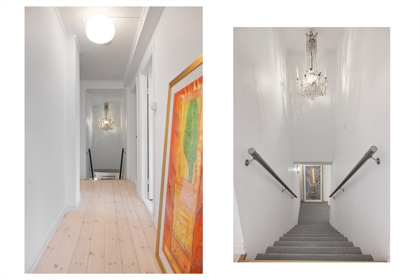 Gulvet i trapperommet i underetasjen er belagt med et praktisk og stilrent sisalteppe. Galleribilde