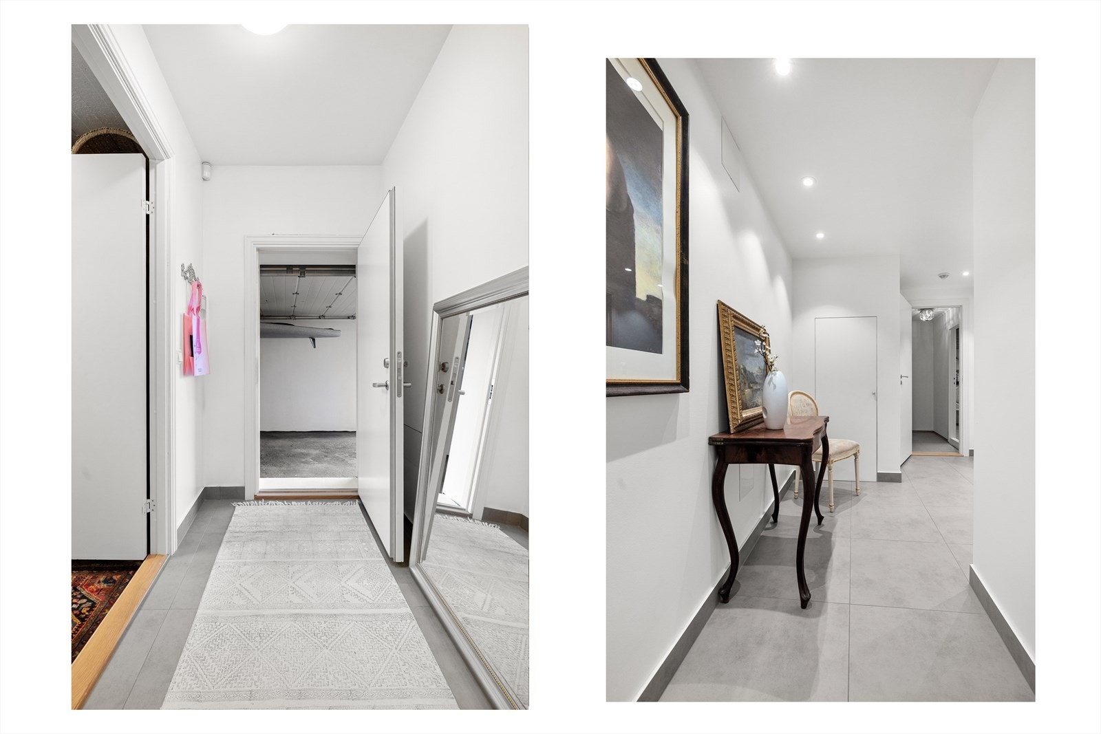 Via en sluse med brann- og lydisolert dør, tar man seg tørrskodd frem til garasjen. Galleribilde