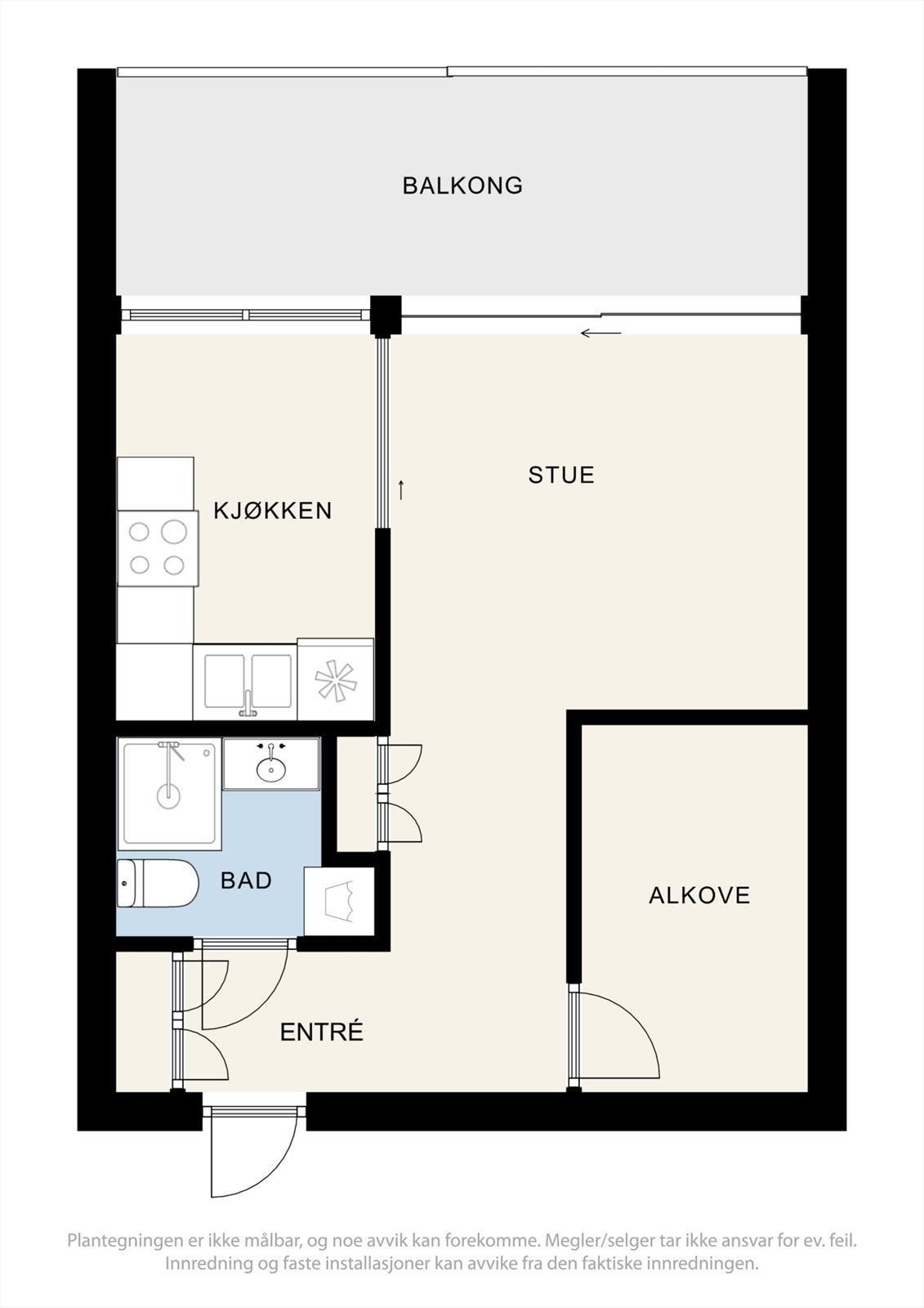 Alternativ plantegning med alkove i stuen Galleribilde