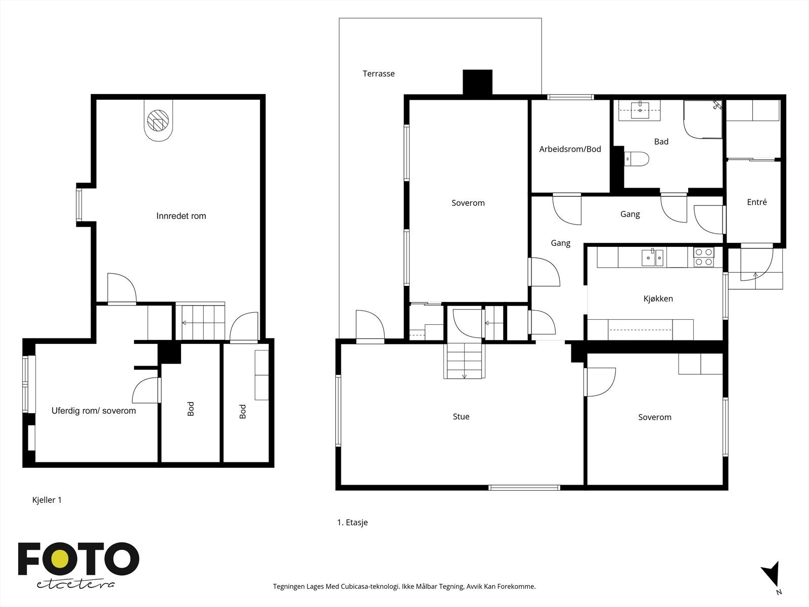 Plantegning av begge plan - Ikke målbar Galleribilde