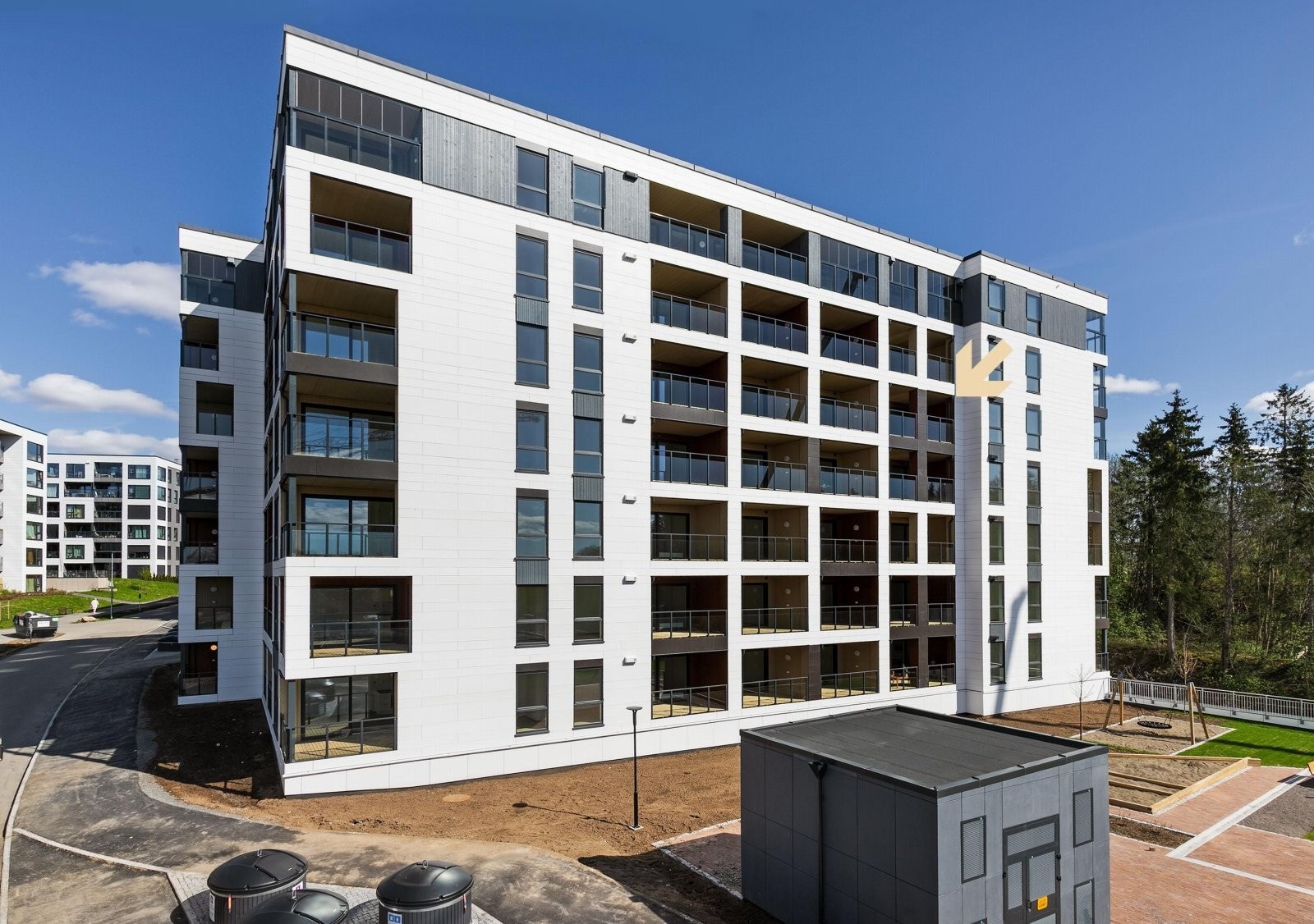 Bygg L består av 76 boligenheter, nyoppført i 2025. Galleribilde