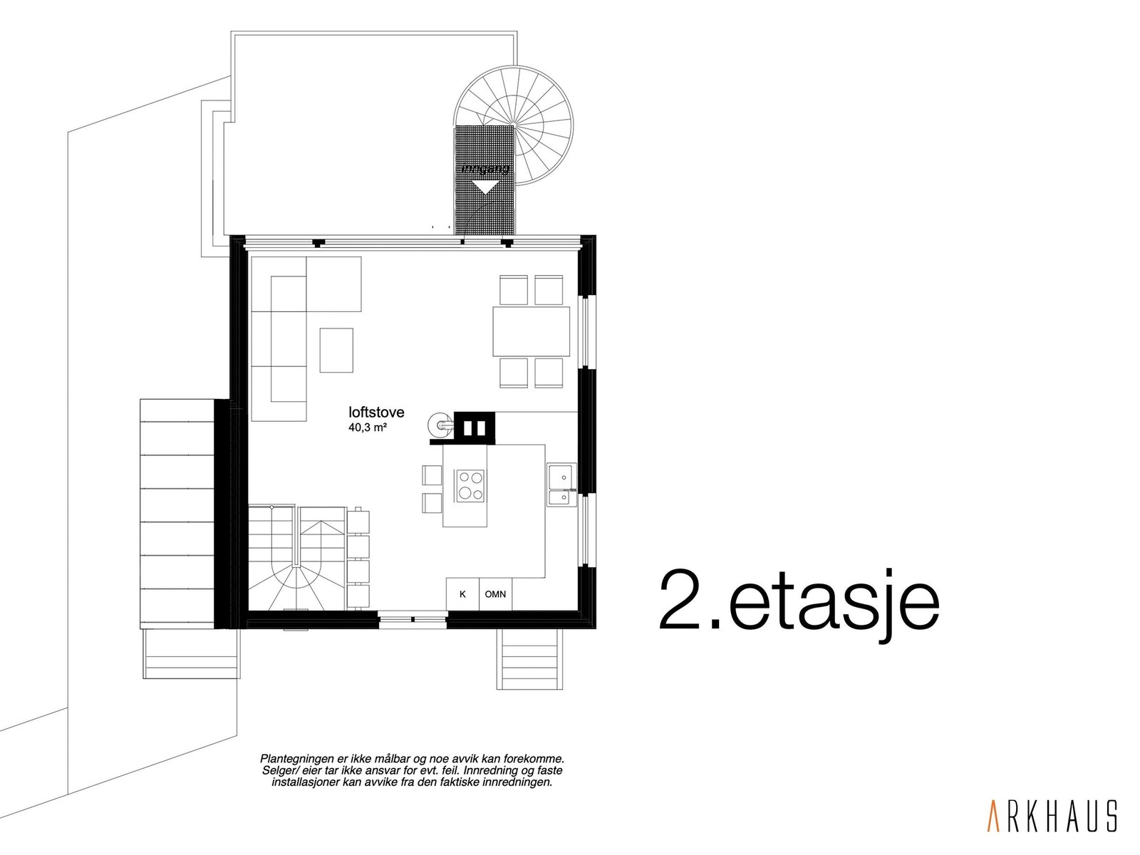 . etasje, BRA 40 m2 inneholder: Stue, spiseplass, kjøkken med øy (+ekstra sitteplasser), og ikke minst: KINO Galleribilde