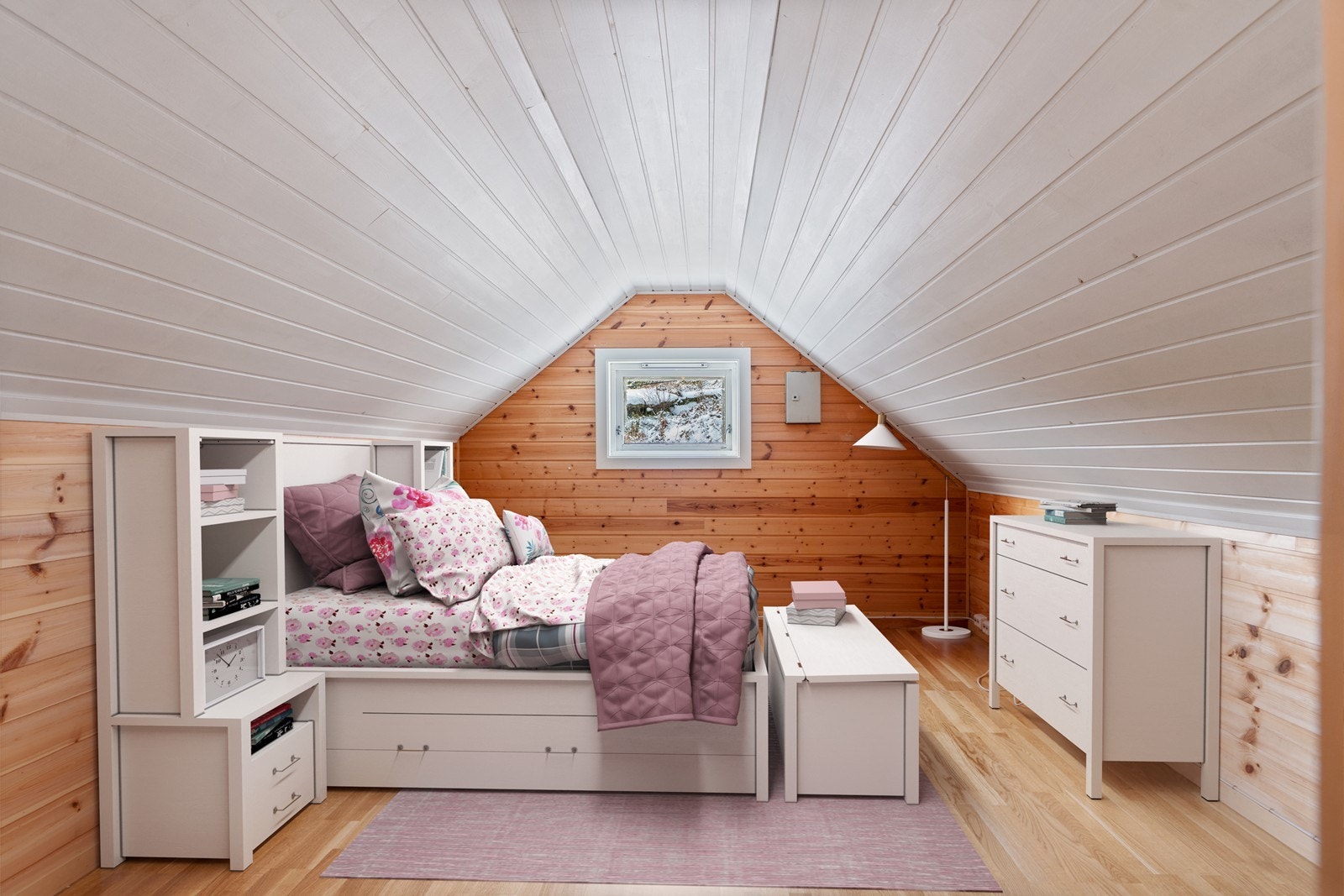 Innredet rom brukt som soverom - Illustrasjonsfoto Galleribilde