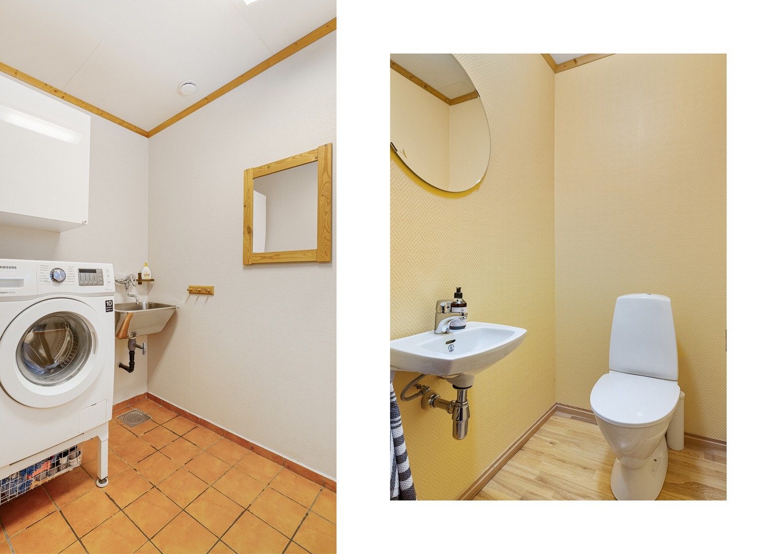 Toalettrommet er plassert i tilknytning til etasjens soverom. Vaskerommet er også praktisk plassert, og ligger ved entréen. Galleribilde