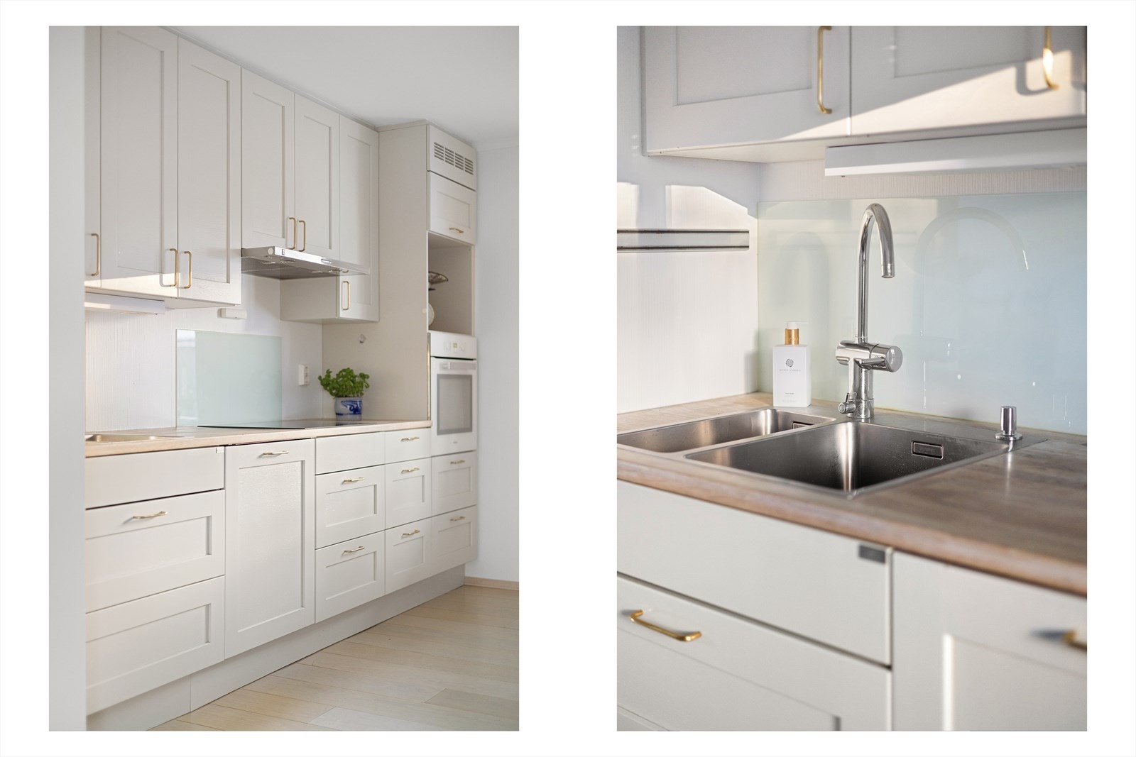 Lys grå innredning med god skapplass. Galleribilde