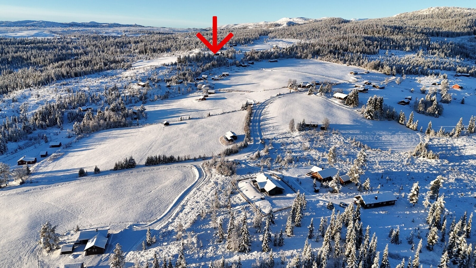 Skiløypene starter der det er markert med pil. Galleribilde