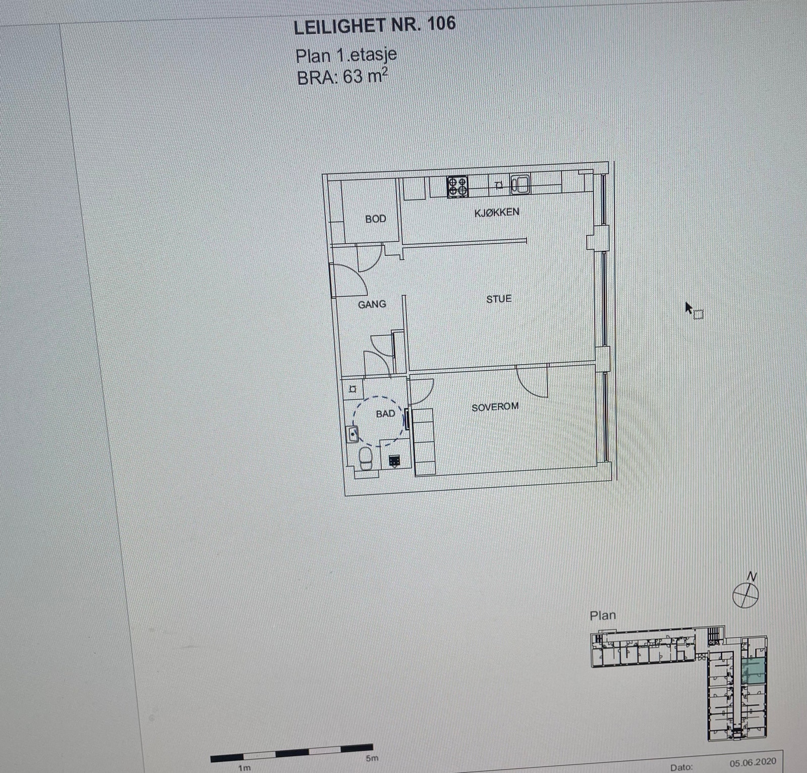 Plantegning- leil 106- LEDIG NÅ:) Galleribilde