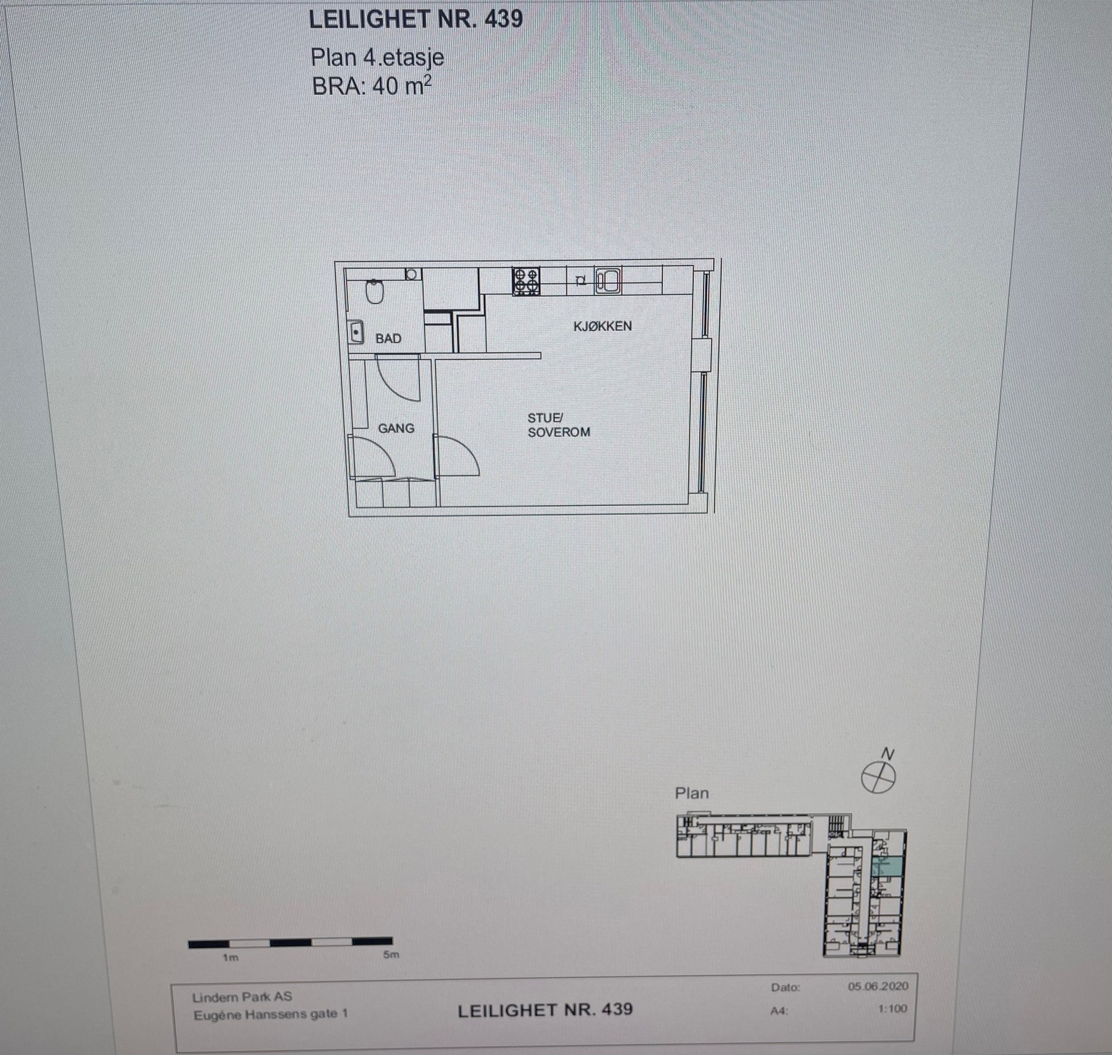 Plantegning leil 439- kommer for utleie 01.02.2026. Galleribilde