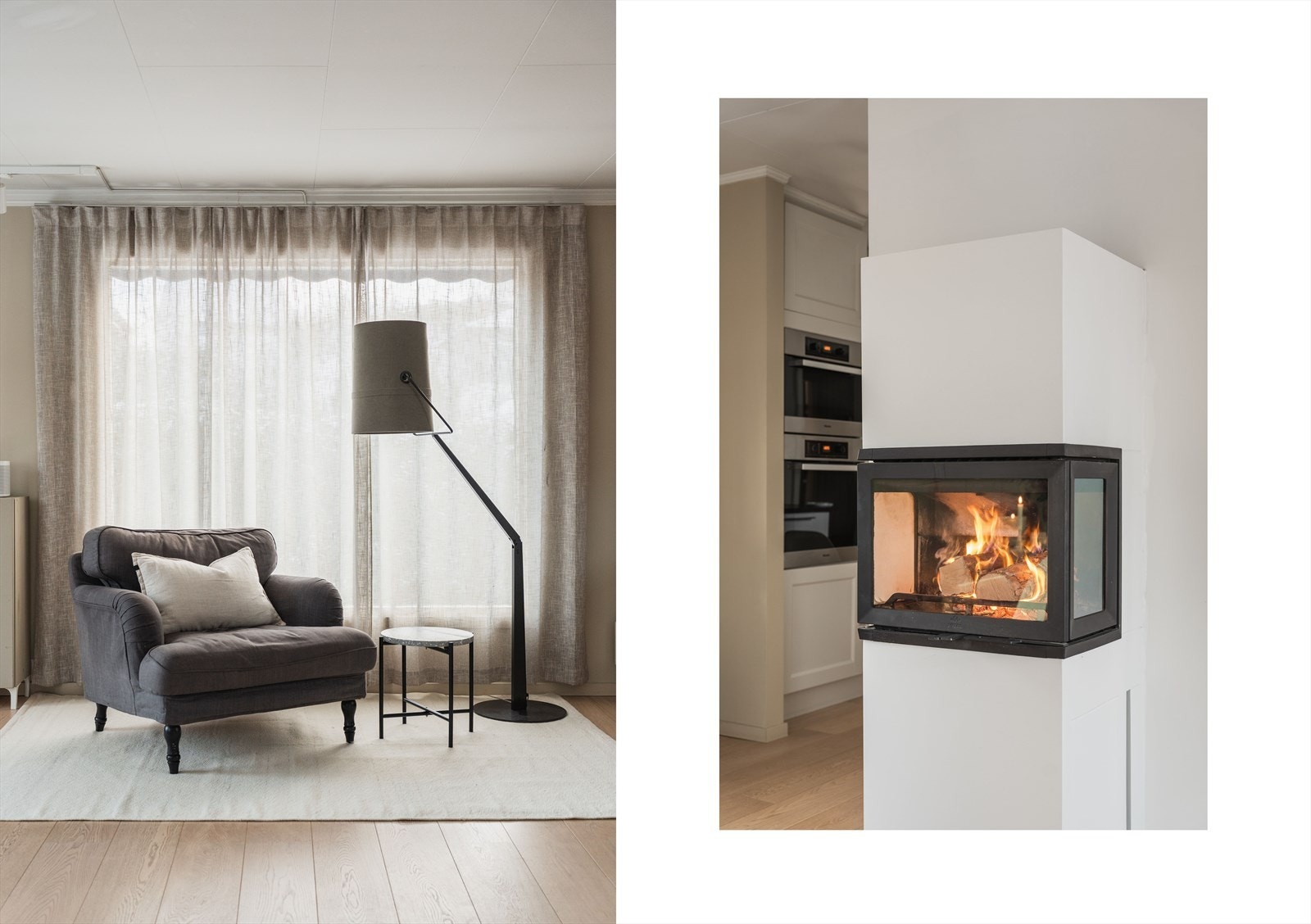 Stemningsfull vedovn som naturlig samlingspunkt Galleribilde