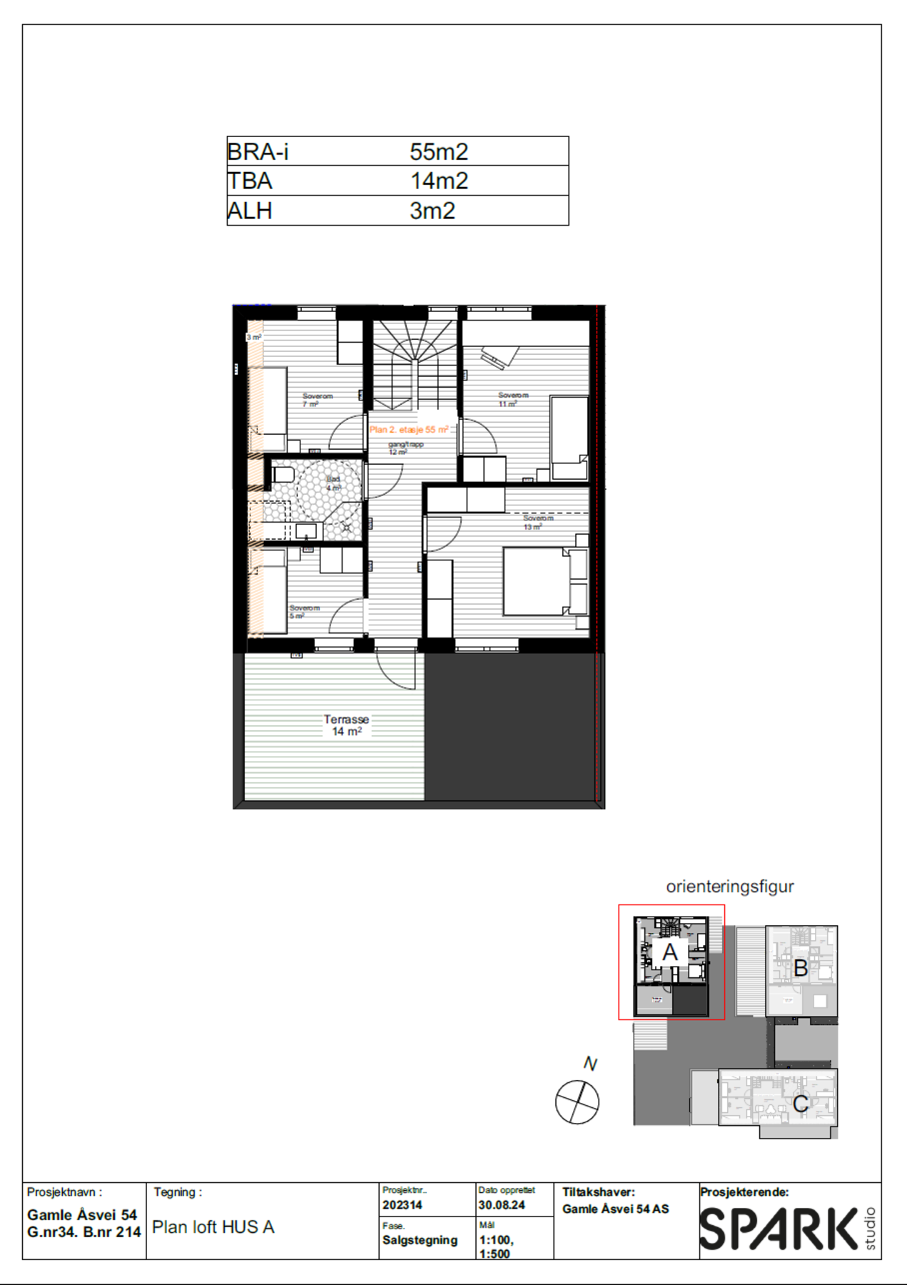 Planskisse 2.etg. med arealer. Galleribilde