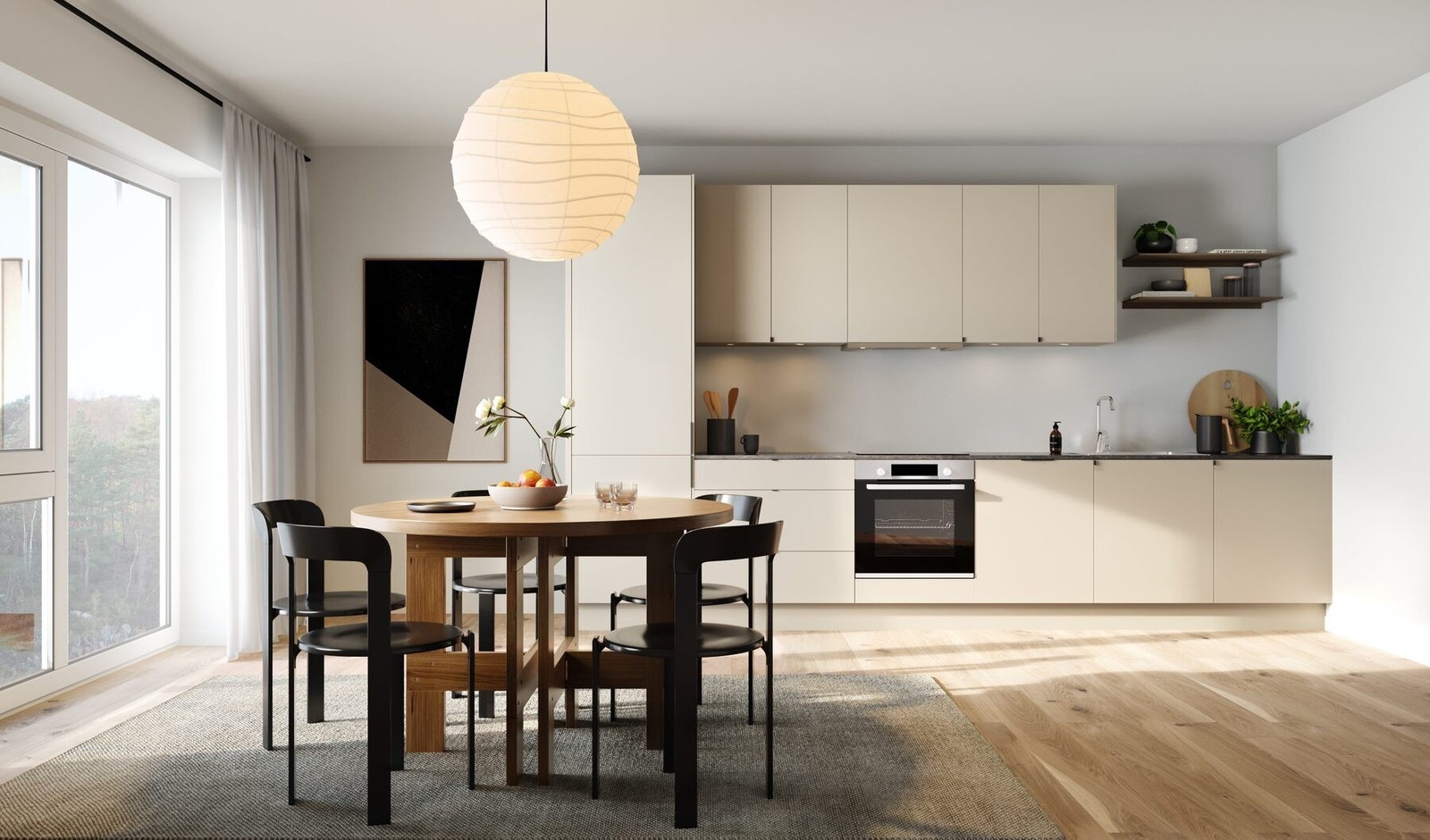 Leiligheten levers med svært flott kjøkkeninnredning fra Sigdal. Se vedlagt Kjøkken tegning for denne leiligheten
Bildet er illustrasjon og avvik kan forekomme. Galleribilde