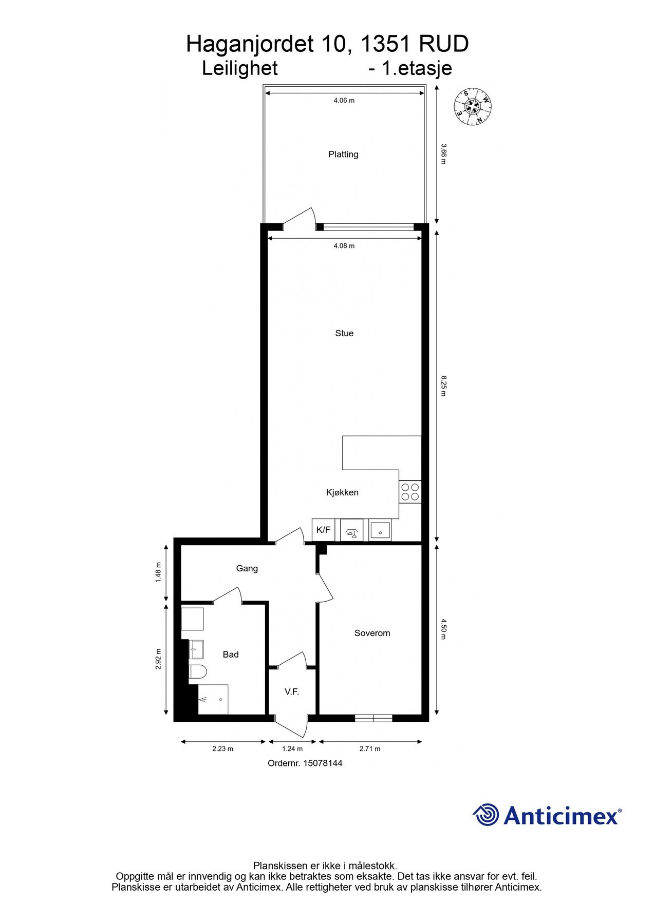 Plantegning av leiligheten - beliggende i 1. etasje. Galleribilde