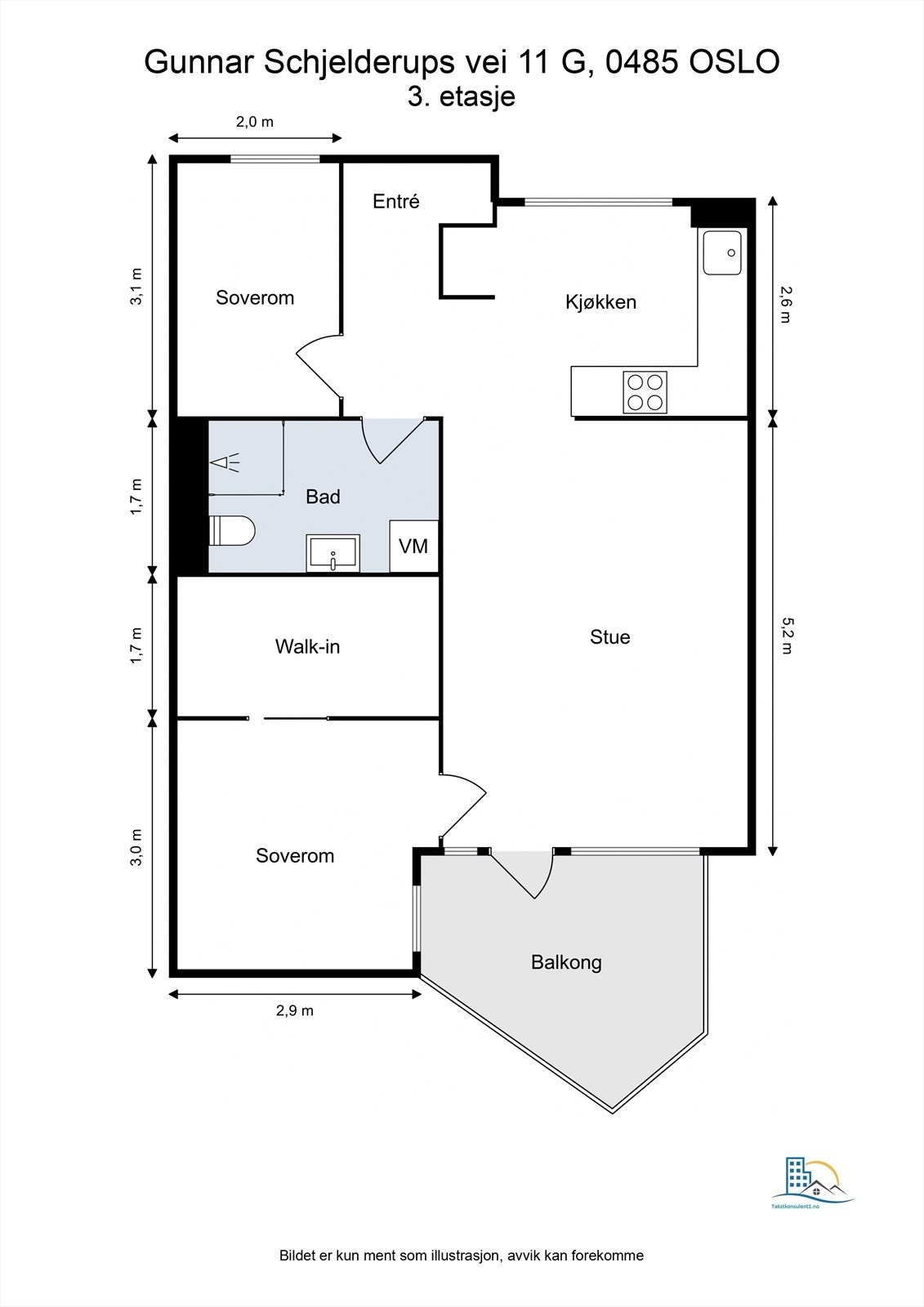 Plantegningen viser en smart og arealeffektiv planløsning med god størrelse på alle rom. Galleribilde