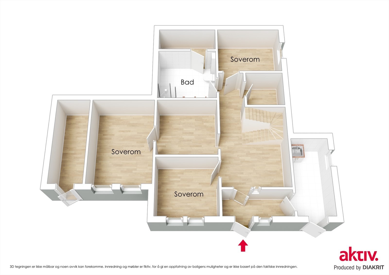 3D Plantegning underetasje Galleribilde