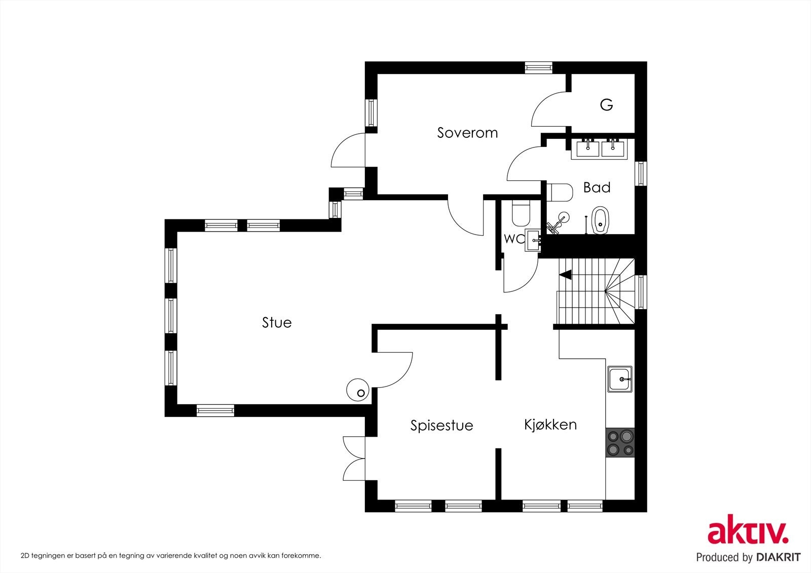 2D Plantegning 1.etasje Galleribilde