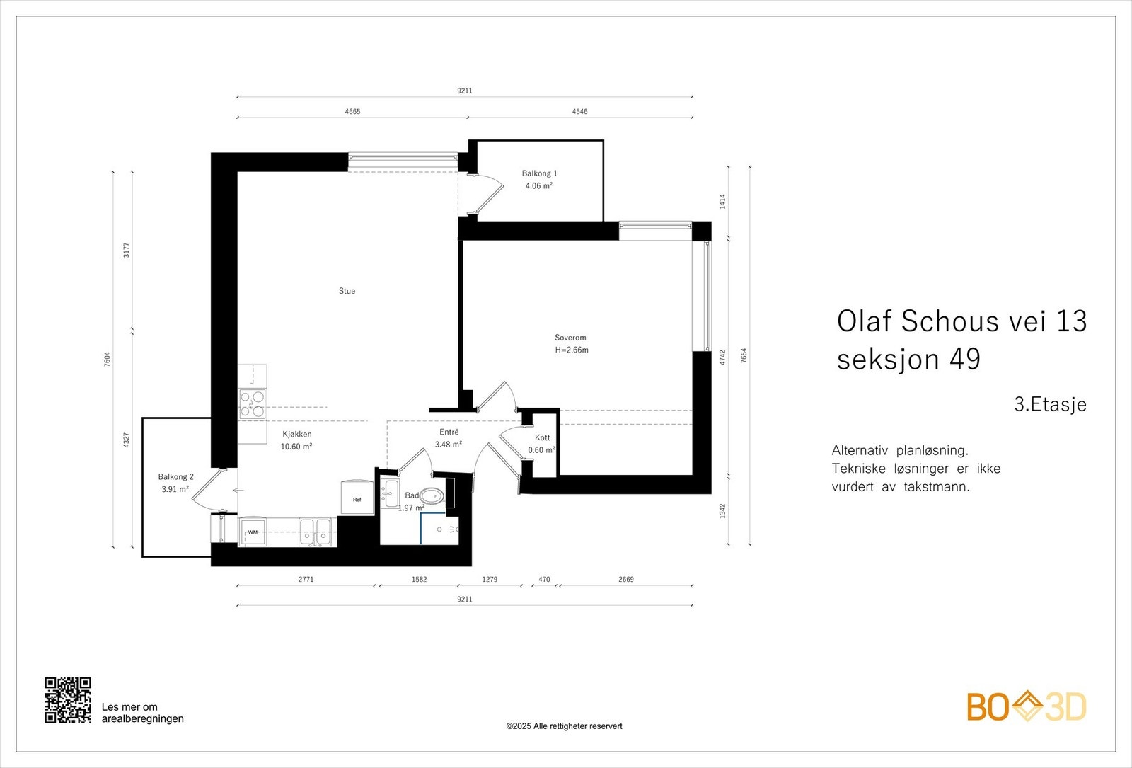 Forslag til alternativ planskisse. Merk: Det tas ikke ansvar for at løsning er gjennomførbar, kun til inspirasjon. Ev. endring i ev. bærevegg må søkes. Galleribilde
