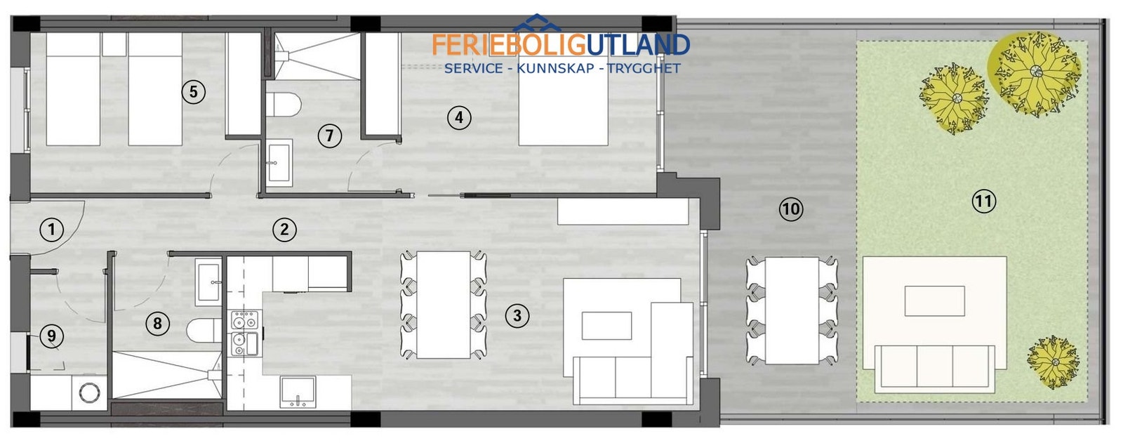 plantegning, 2 soverom Galleribilde