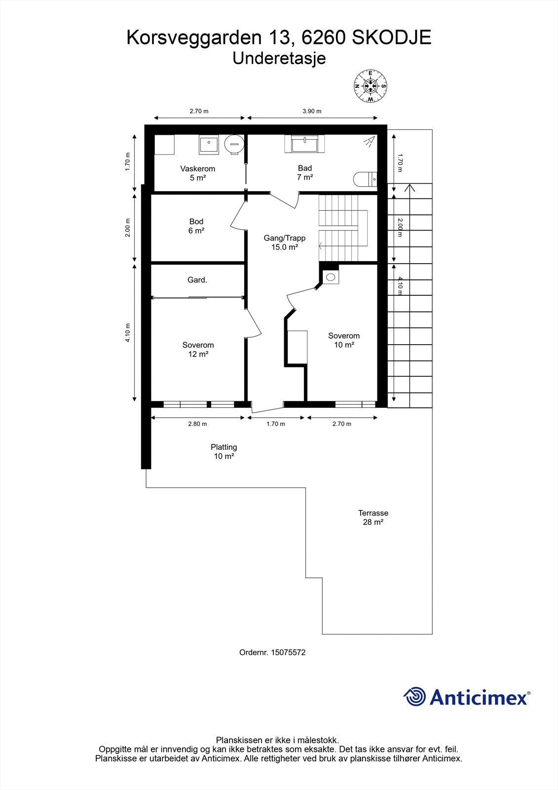 Plantegning 2D m/mål - 1. etasje Galleribilde