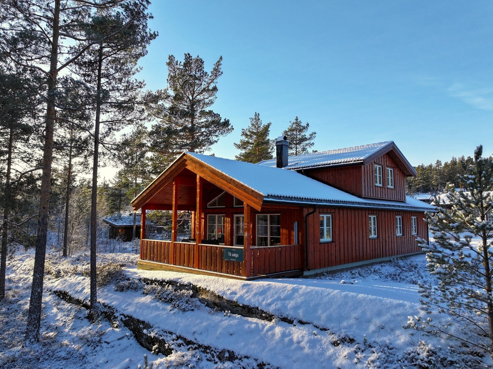 Stor eiertomt på 948 m²- naturtomt med trær, lyng, steinberg og steinlagt inngangsparti. Galleribilde