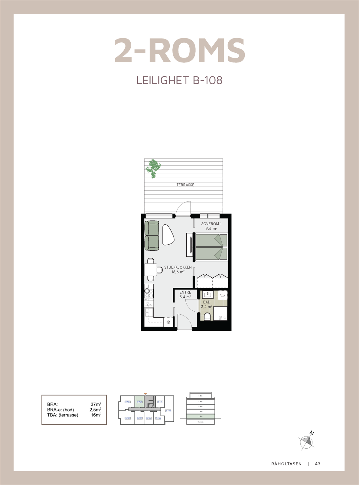 Planløsning av leilighet B108. Galleribilde