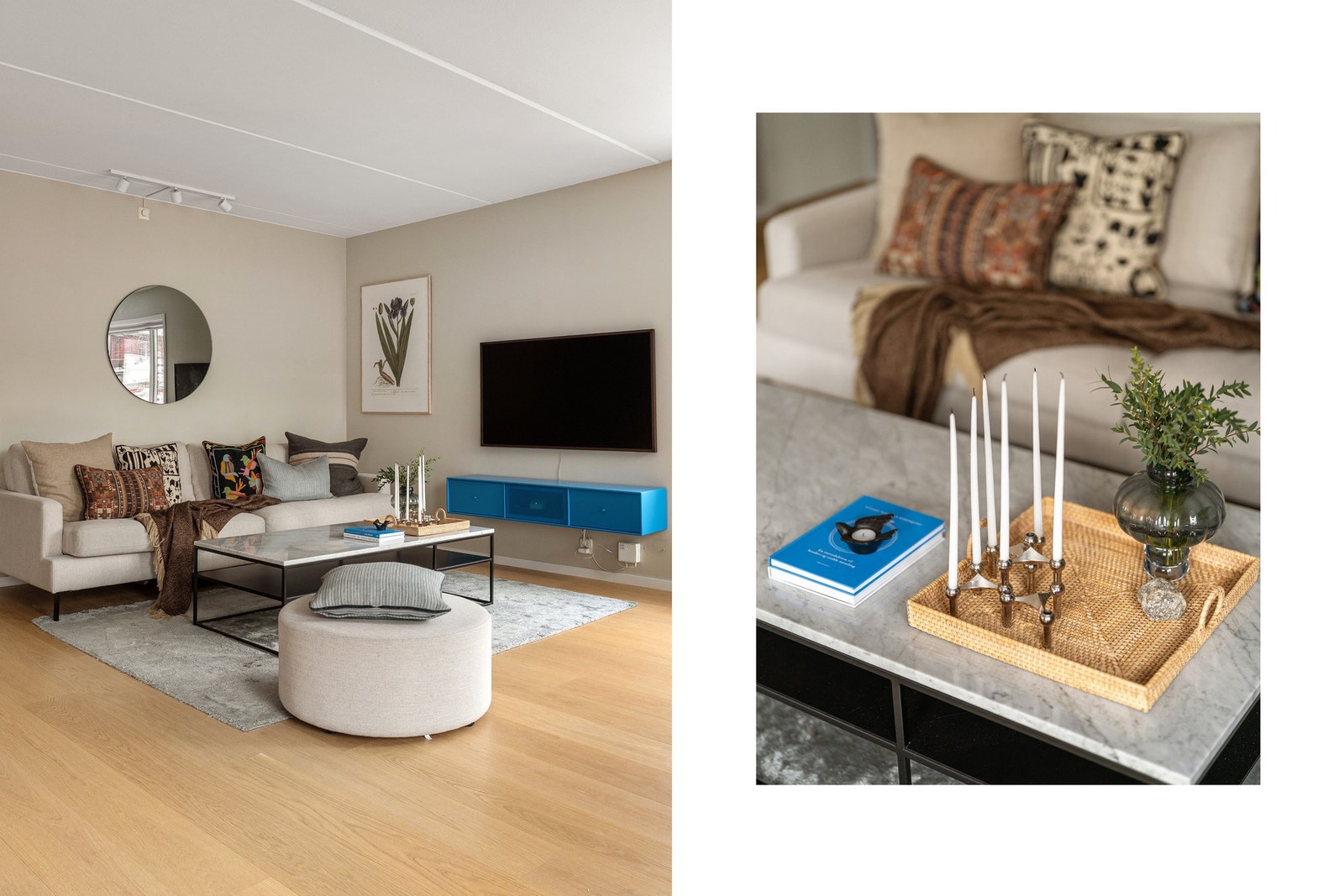 Leiligheten oppleves som innbydende med en god planløsning, lysinnslipp fra 3 sider og tidsriktige fargevalg på innvendige overflater Galleribilde