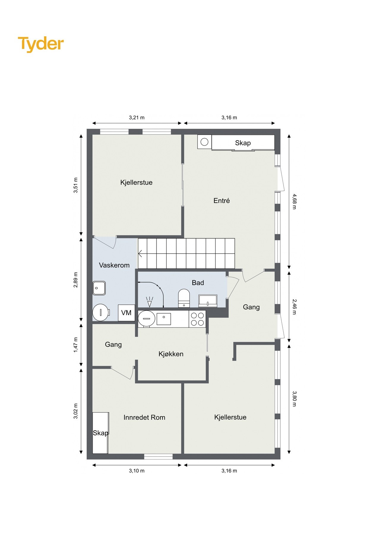 Plantegning - Underetasje. Galleribilde