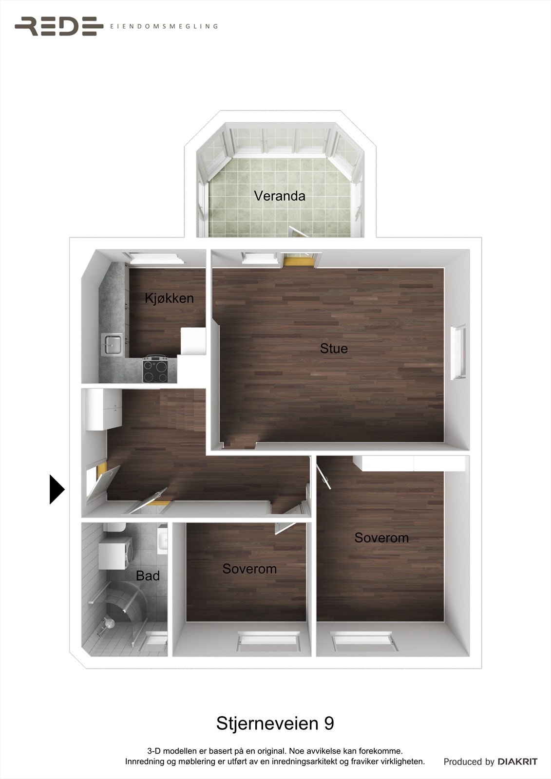 Planskisse leilighet Galleribilde