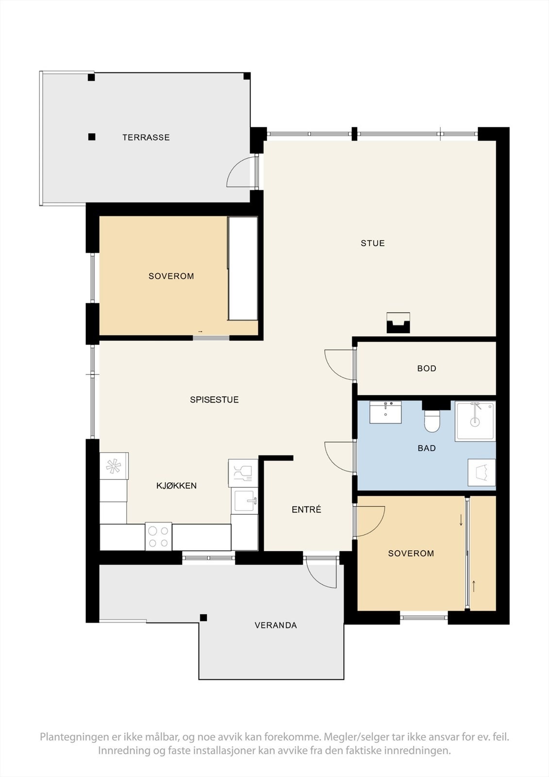 Leiligheten ligger i bygningens 1. etasje i østre fløy. Galleribilde