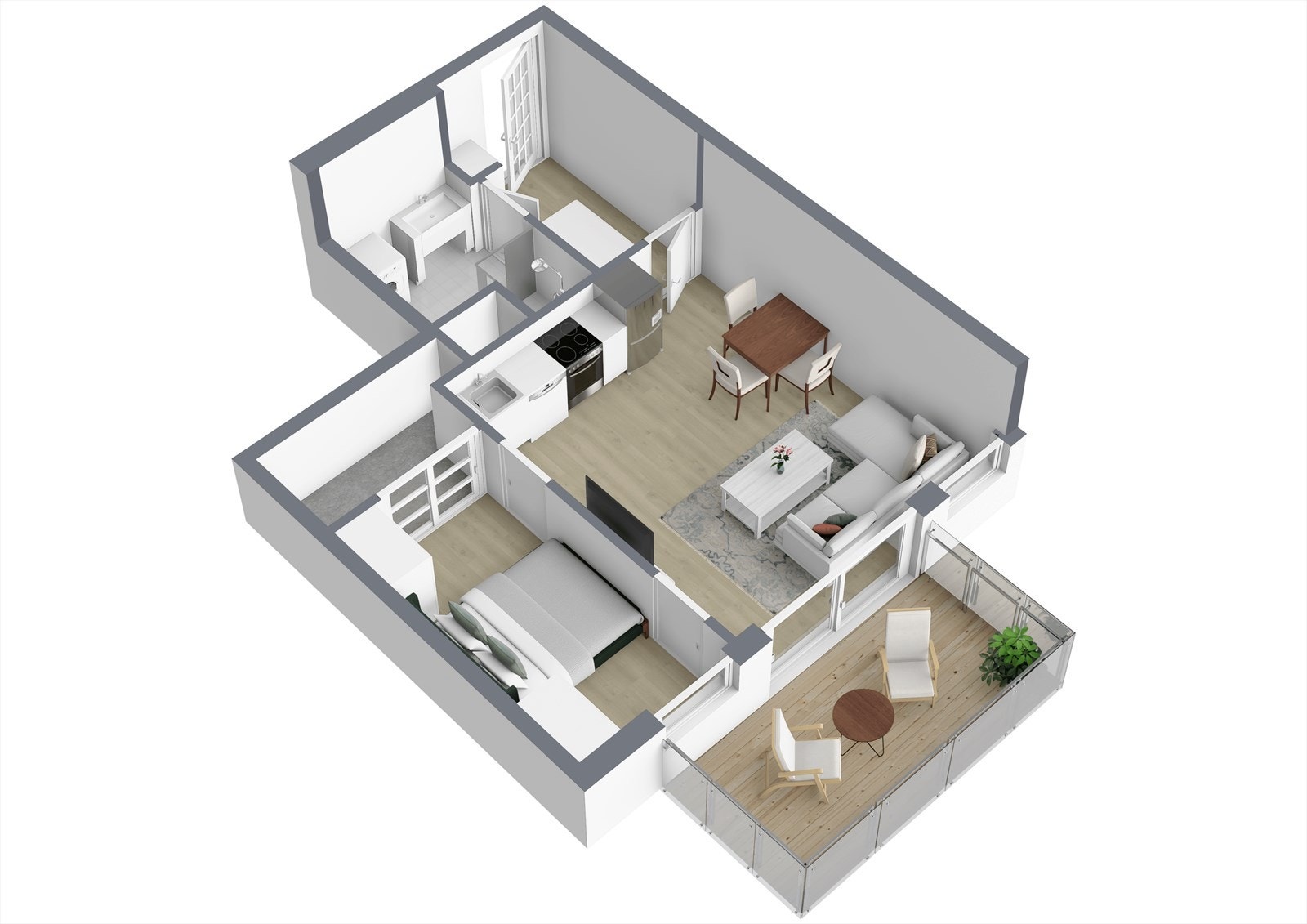 3D-plantegning kun til illustrasjon. Se nyttige lenker/ikon 360-grader av bolig. Galleribilde