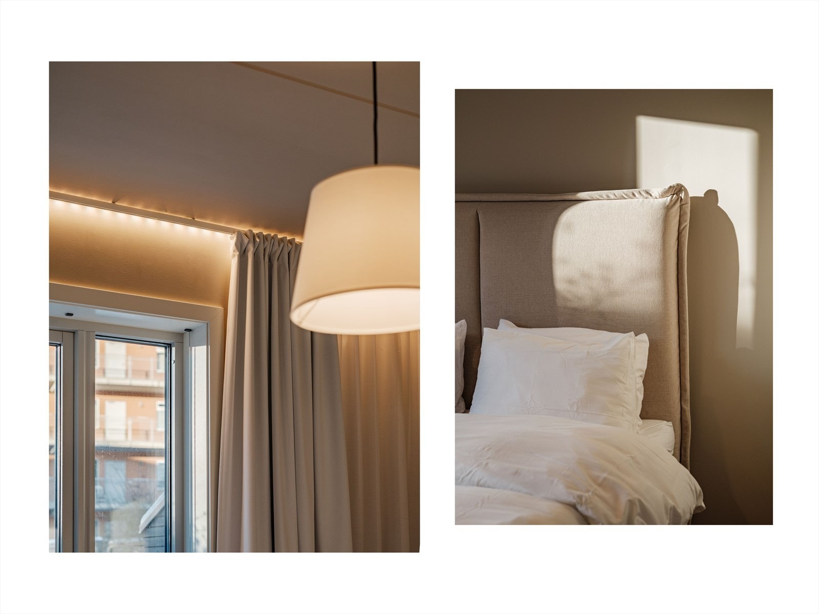 Legg merke til de stilige lyslistene ved gardinstengene (dette er også i stuen). Galleribilde