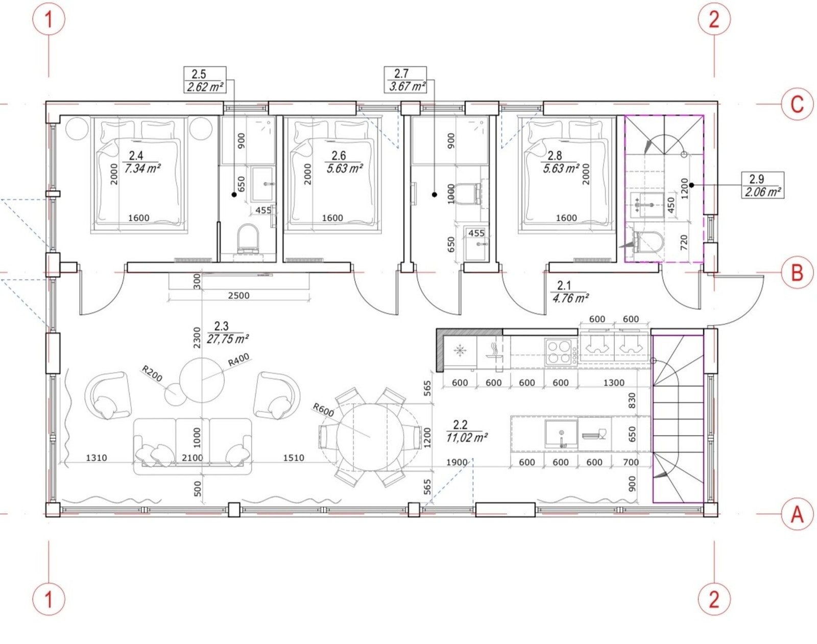 Plantegning hovedetasje. Galleribilde