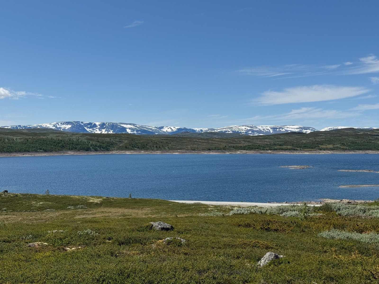 Utsikt mot Hallingskarvet fotografert i ståhøyde på tomta. Galleribilde