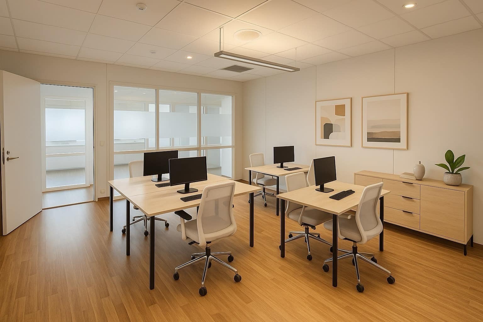 Ett av to litt større rom - kan brukes både som møterom / kontorfellesskap (illustrasjon) Galleribilde