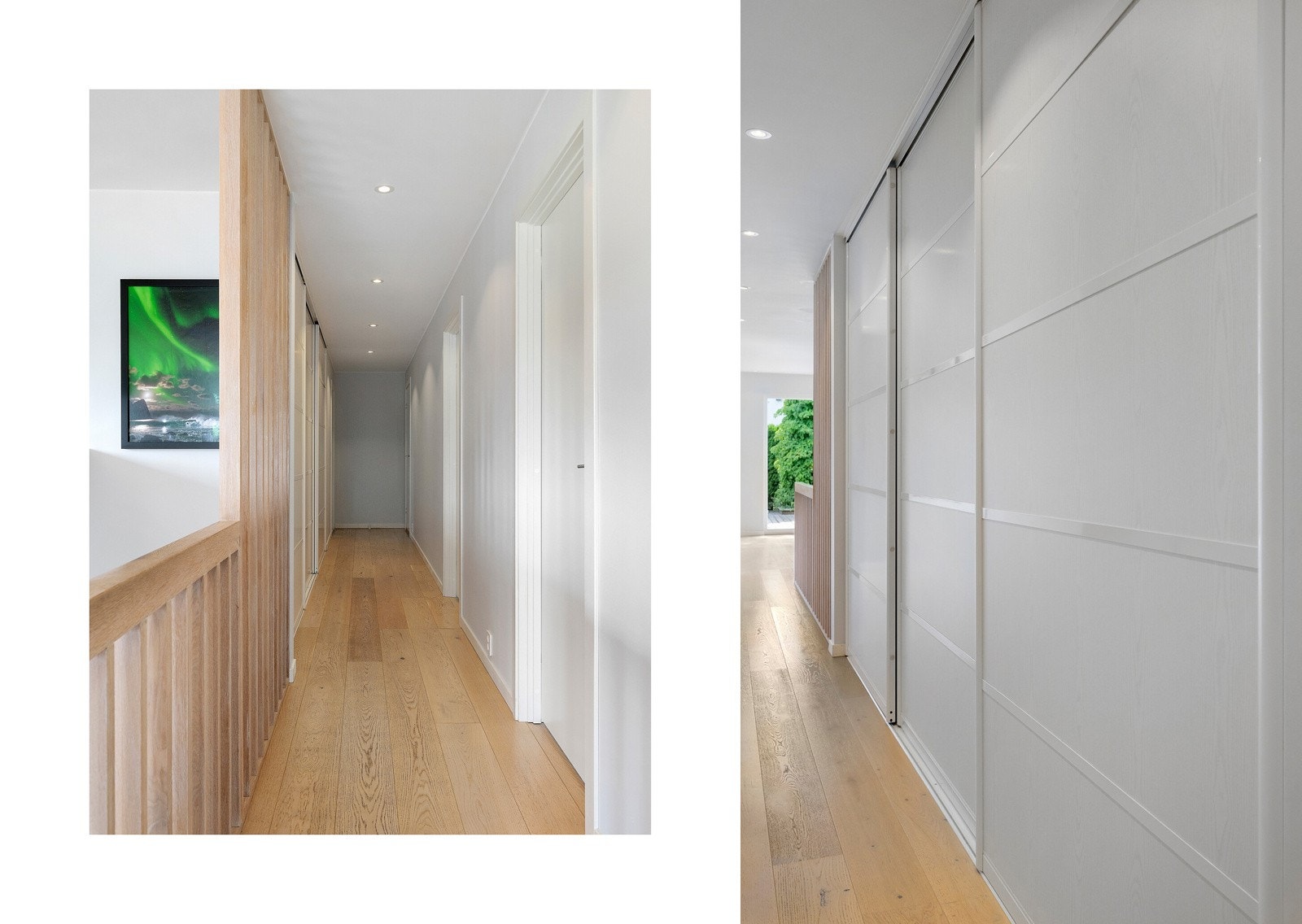 Gang med adkomst til tre soverom og to bad i 1.etg. Galleribilde