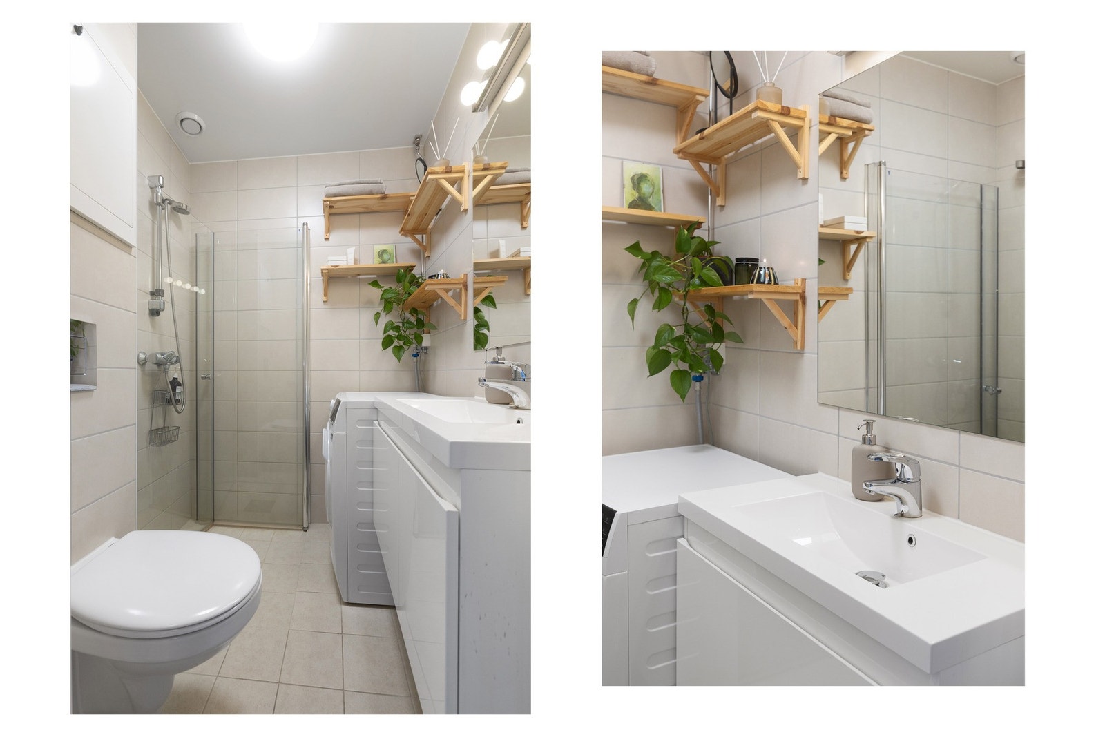 På badet er det opplegg for vaskemaskin. Galleribilde