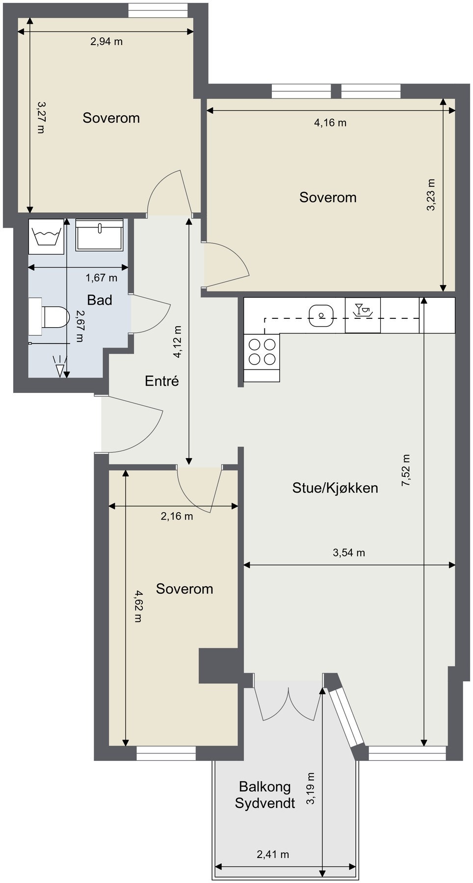 Plantegning. Skissen er kun mwnt til illustrasjon og er ikke målbar. Galleribilde