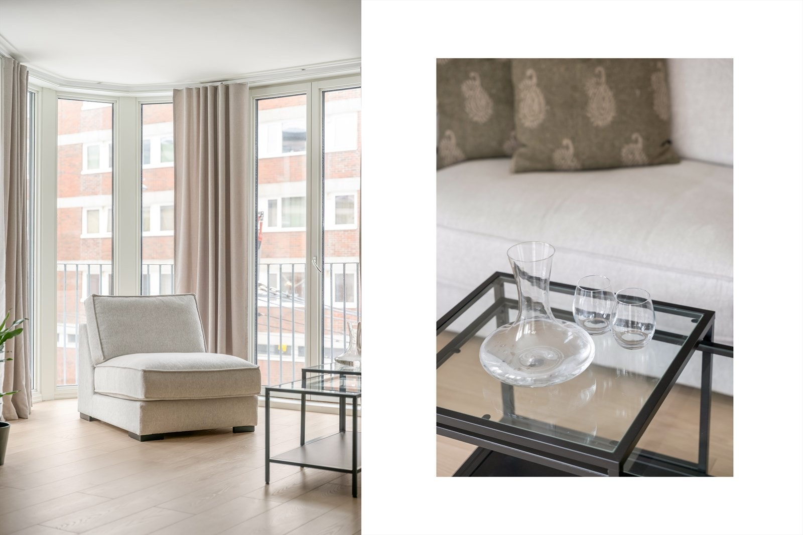 I 2023 ble det montert en spesialdreid gardinskinne som følger langs de buede vindusflatene. Galleribilde