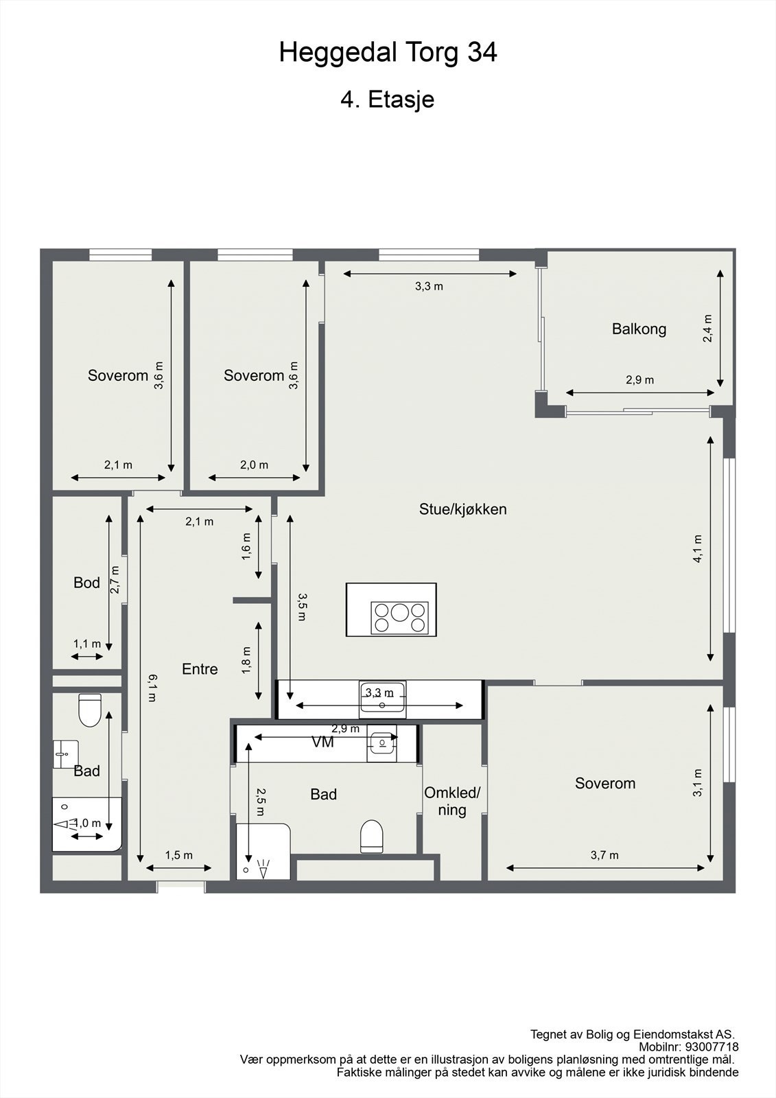 Beliggende i 4. etasje med heis, garasjeplass og en overbygget balkong på 7 m² som forlenger stuen på varme dager Galleribilde