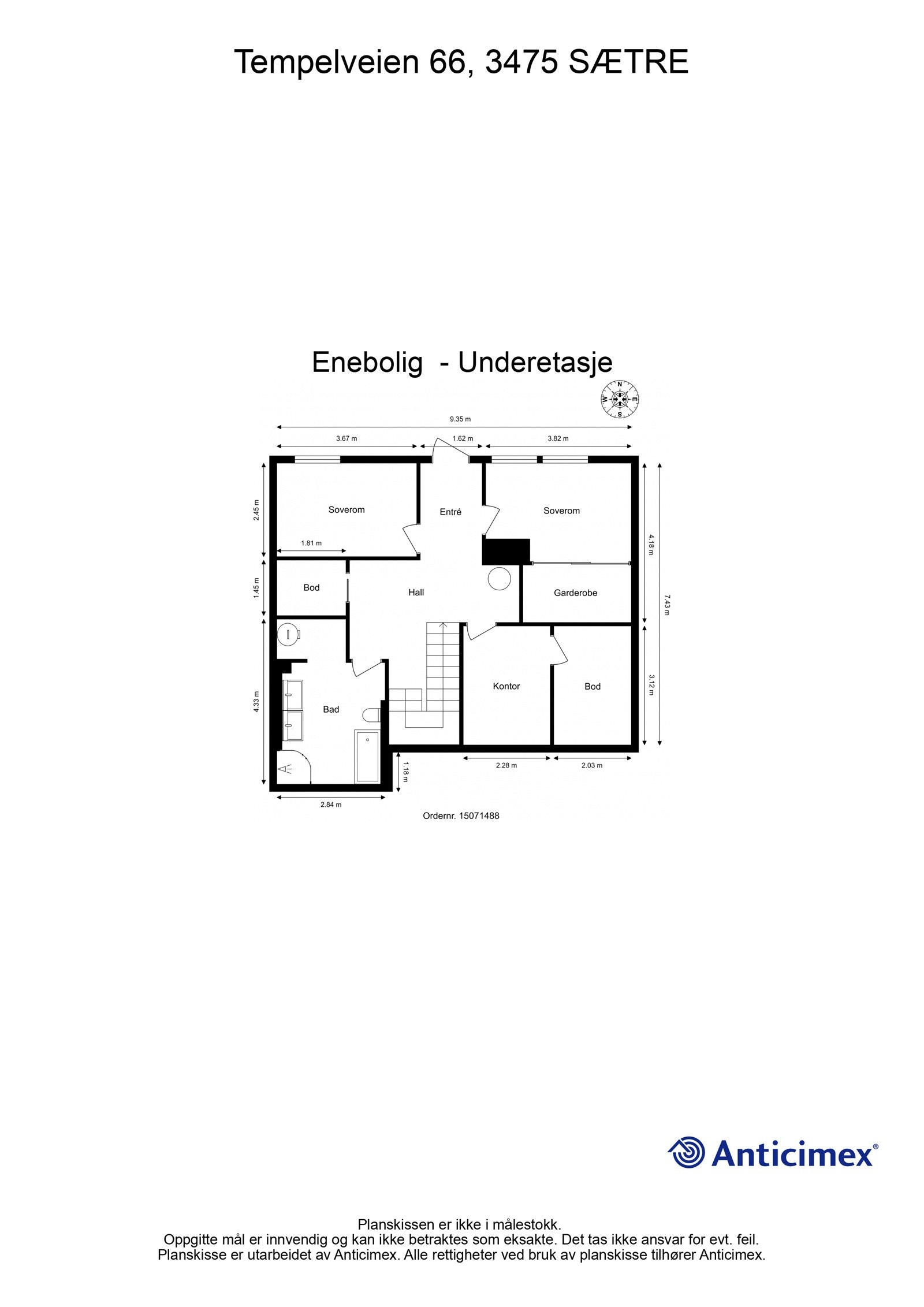 Plantegning underetasje. Galleribilde