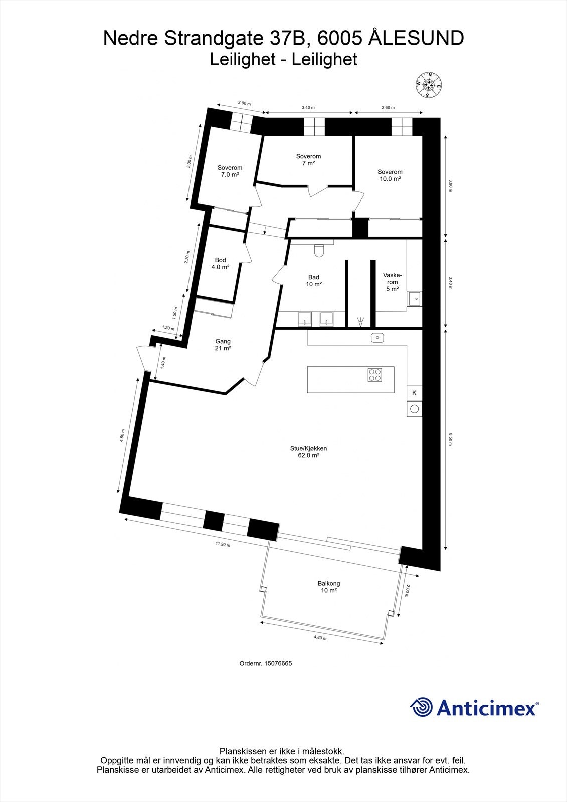 Plantegning 2D med mål Galleribilde