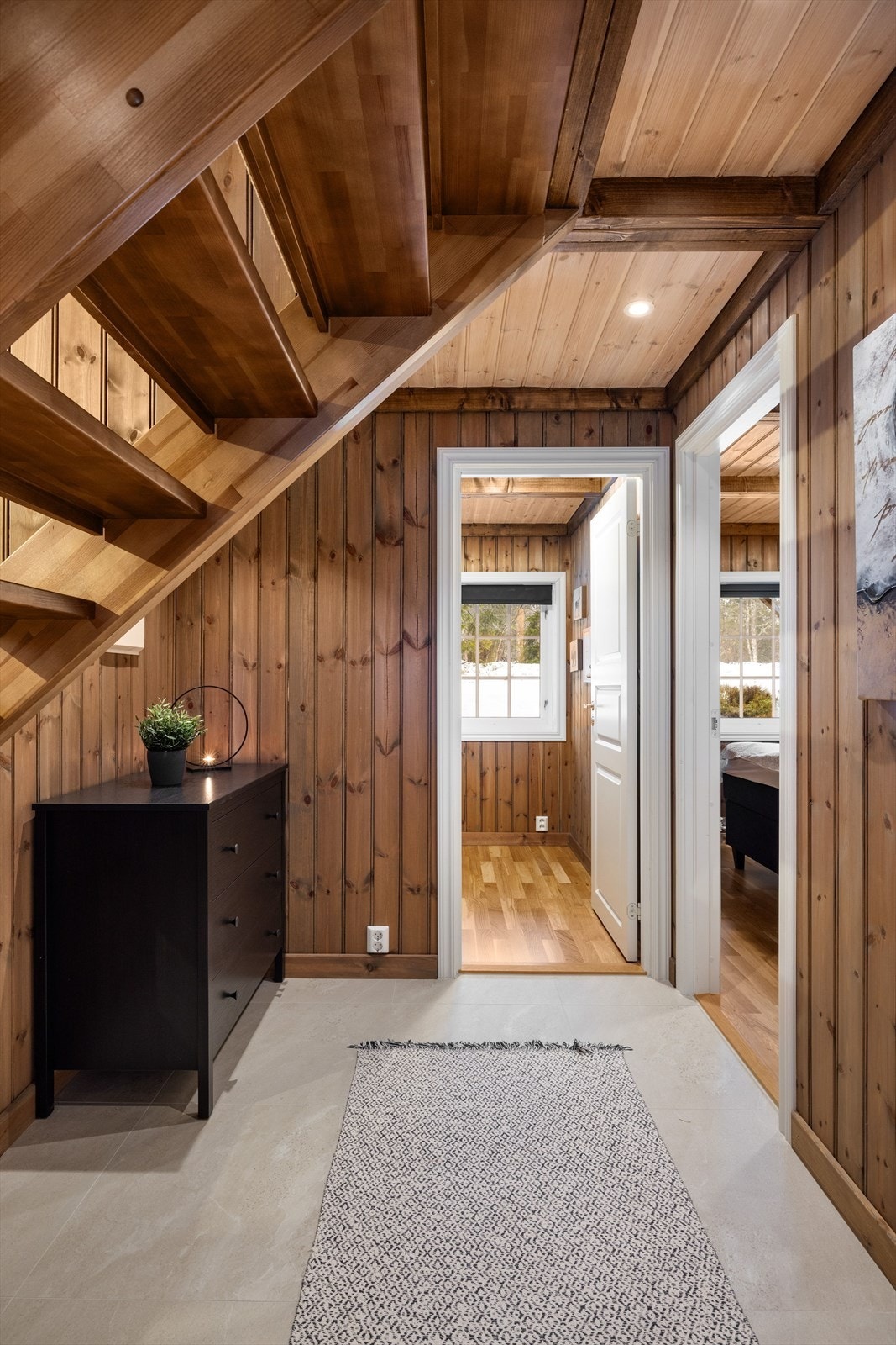 Hytta inneholder 3 soverom som alle ligger i 1. etasje sammen med baderommet. Galleribilde