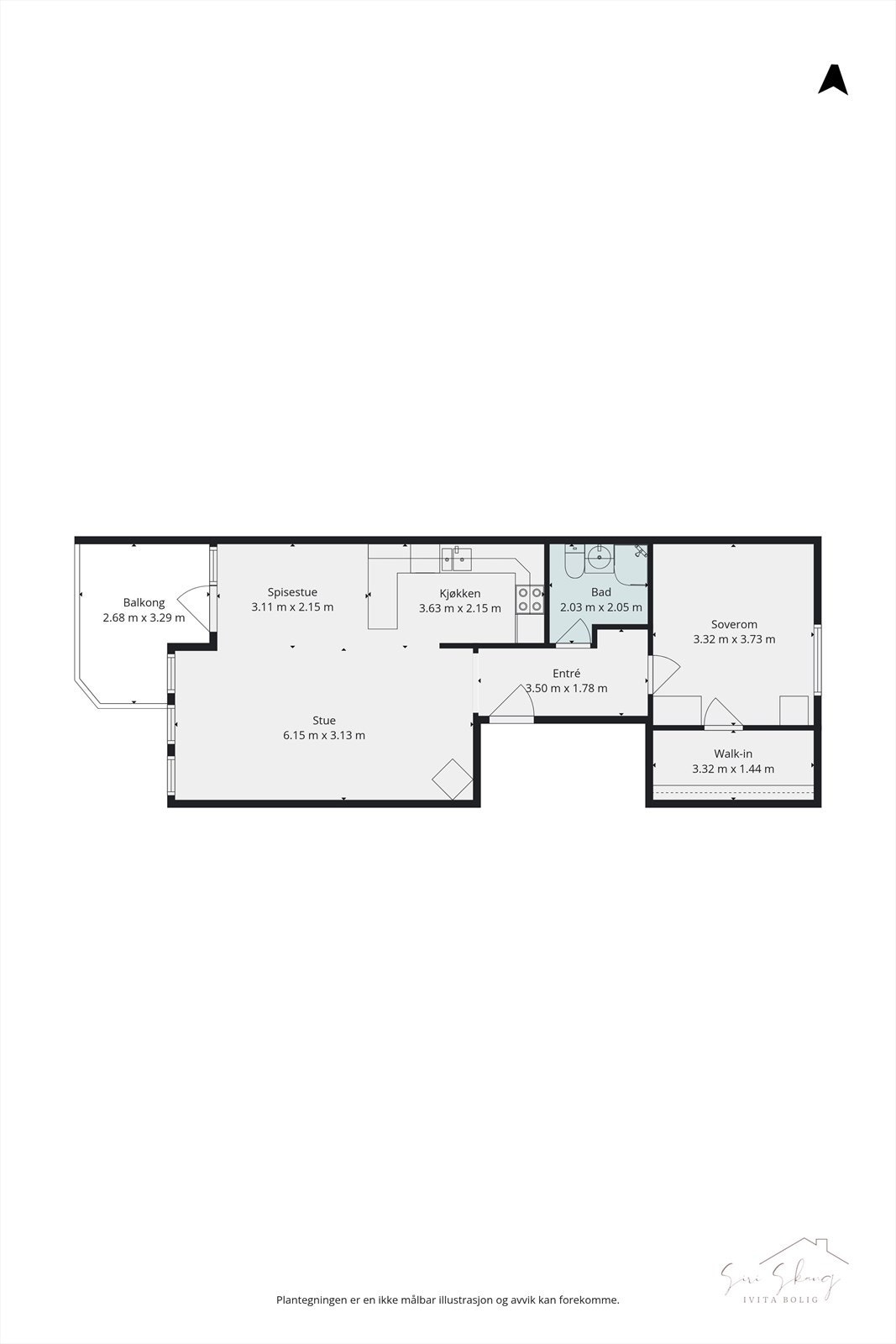 Planløsning i 2D av leiligheten. Det må nevnes at Borettslaget jobber med å få godkjent innsettelse av ekstra vindu for evt. omgjøring til 3-roms leiligheter(ikke avgjort og det tas forbehold om at dette vil la se gjennomføre) Galleribilde