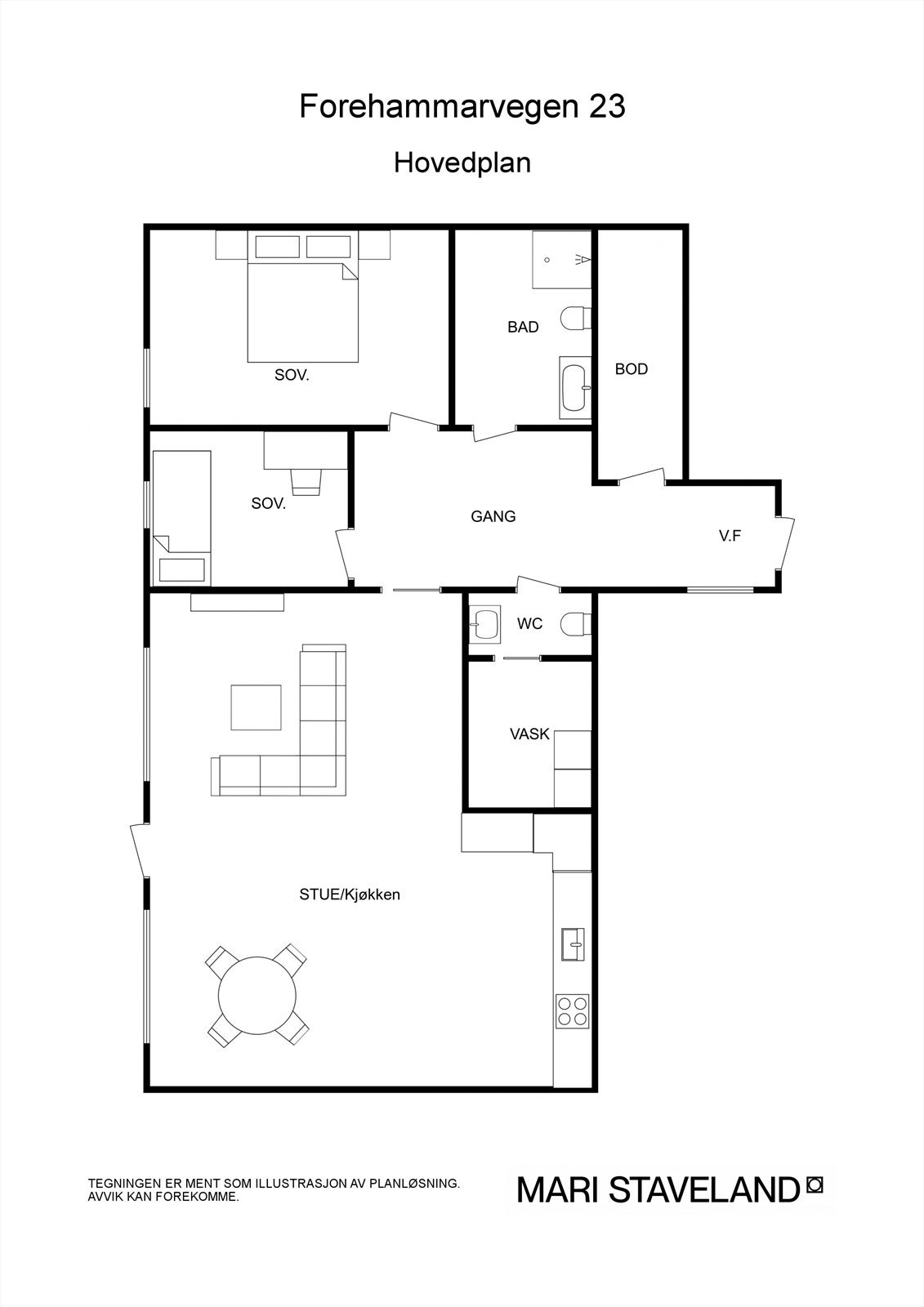 Floorplan letterhead - Forehammarvegen 23 - Hovedplan - 2D Floor Plan Galleribilde