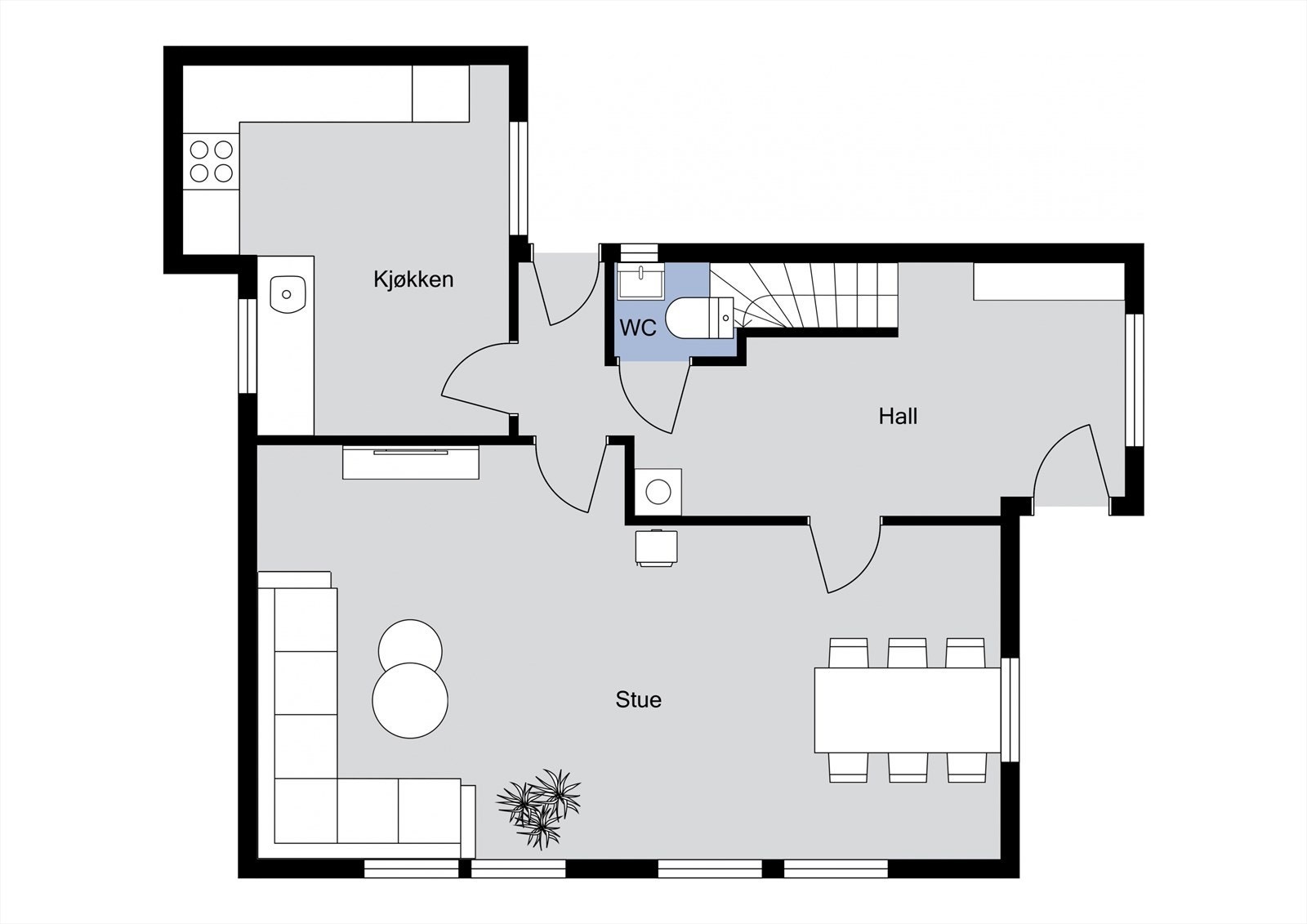 Planløsning 1. etasje Galleribilde