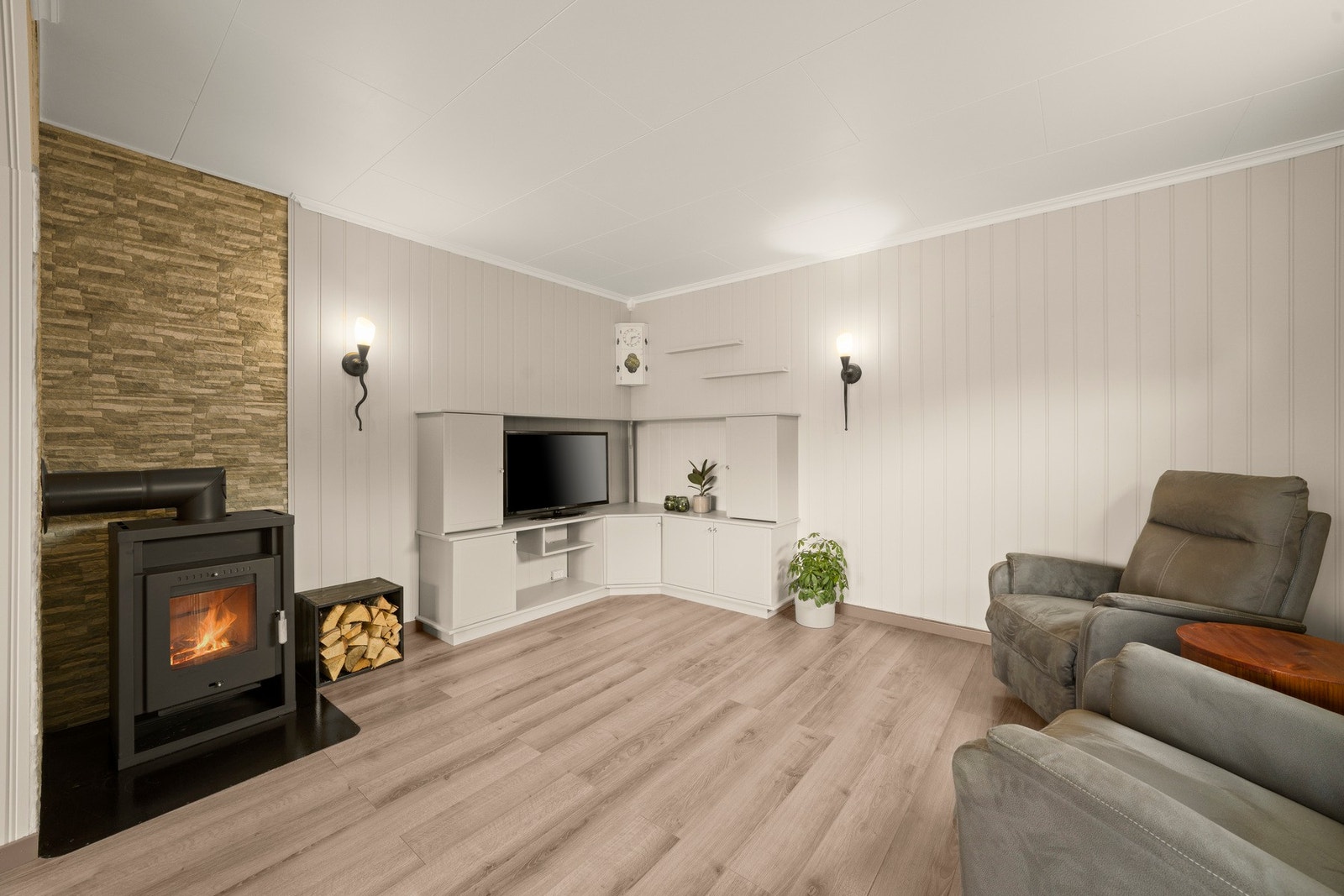 Lun og stemningsfull stue med peis - perfekt for kjølige kvelder. Galleribilde