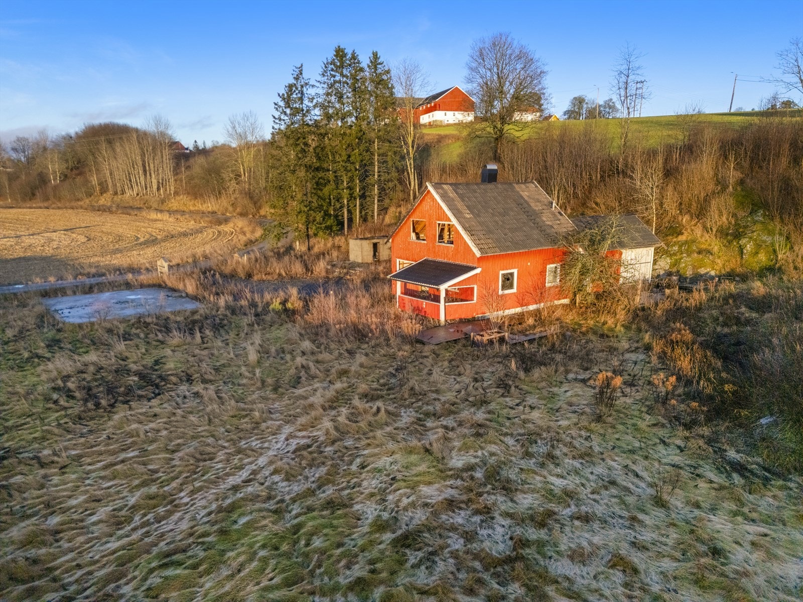 Tomten består hovedsakelig av naturlig vegetasjon og gress, med enkelte trær. Galleribilde