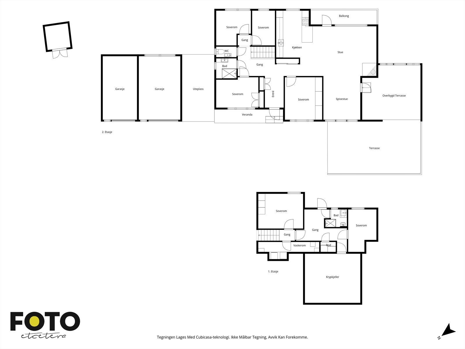 Veiledende plantegning begge etasjer. Ikke målbar Galleribilde
